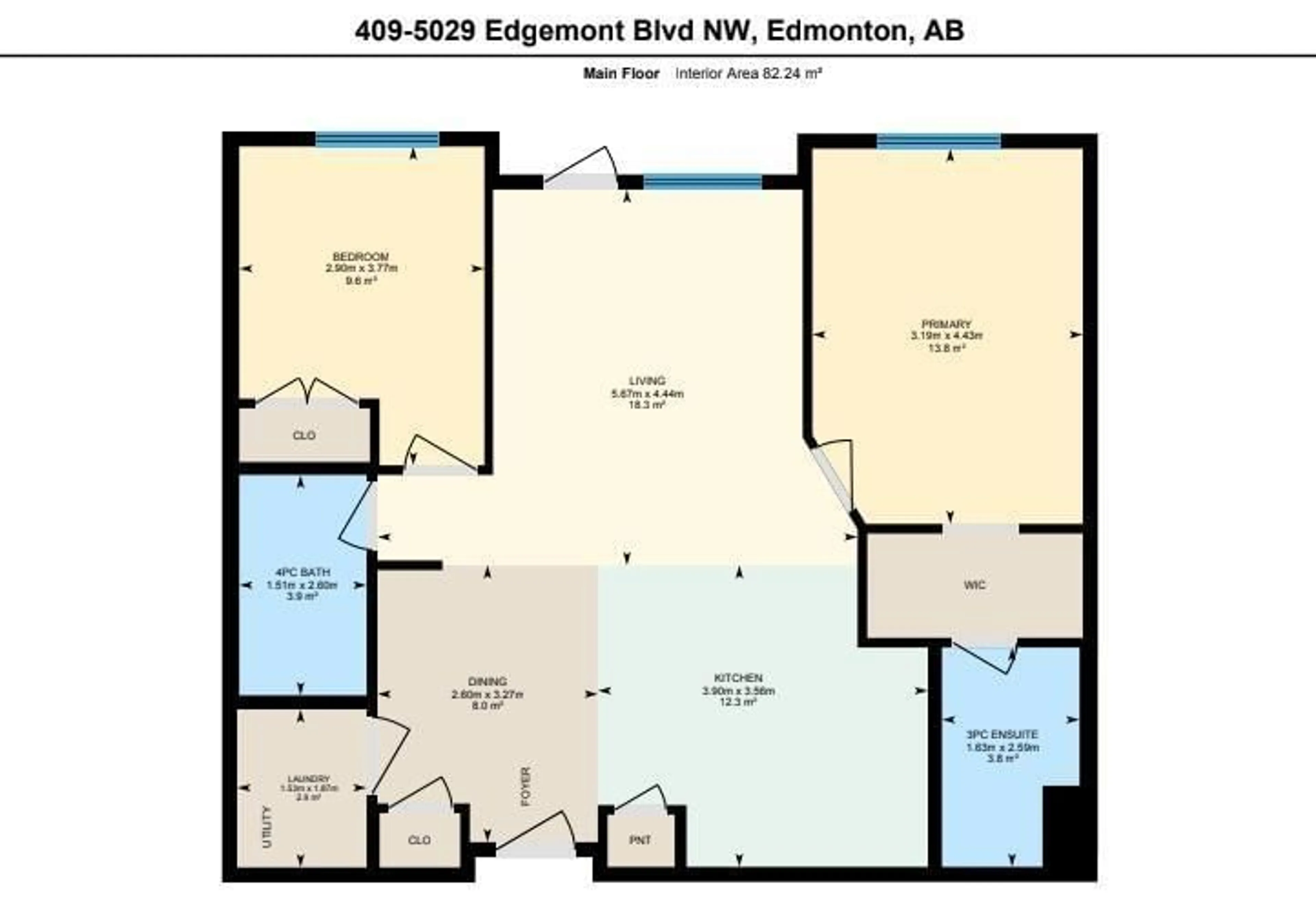 Floor plan for #409 5029 EDGEMONT BV NW, Edmonton Alberta T6M0S8