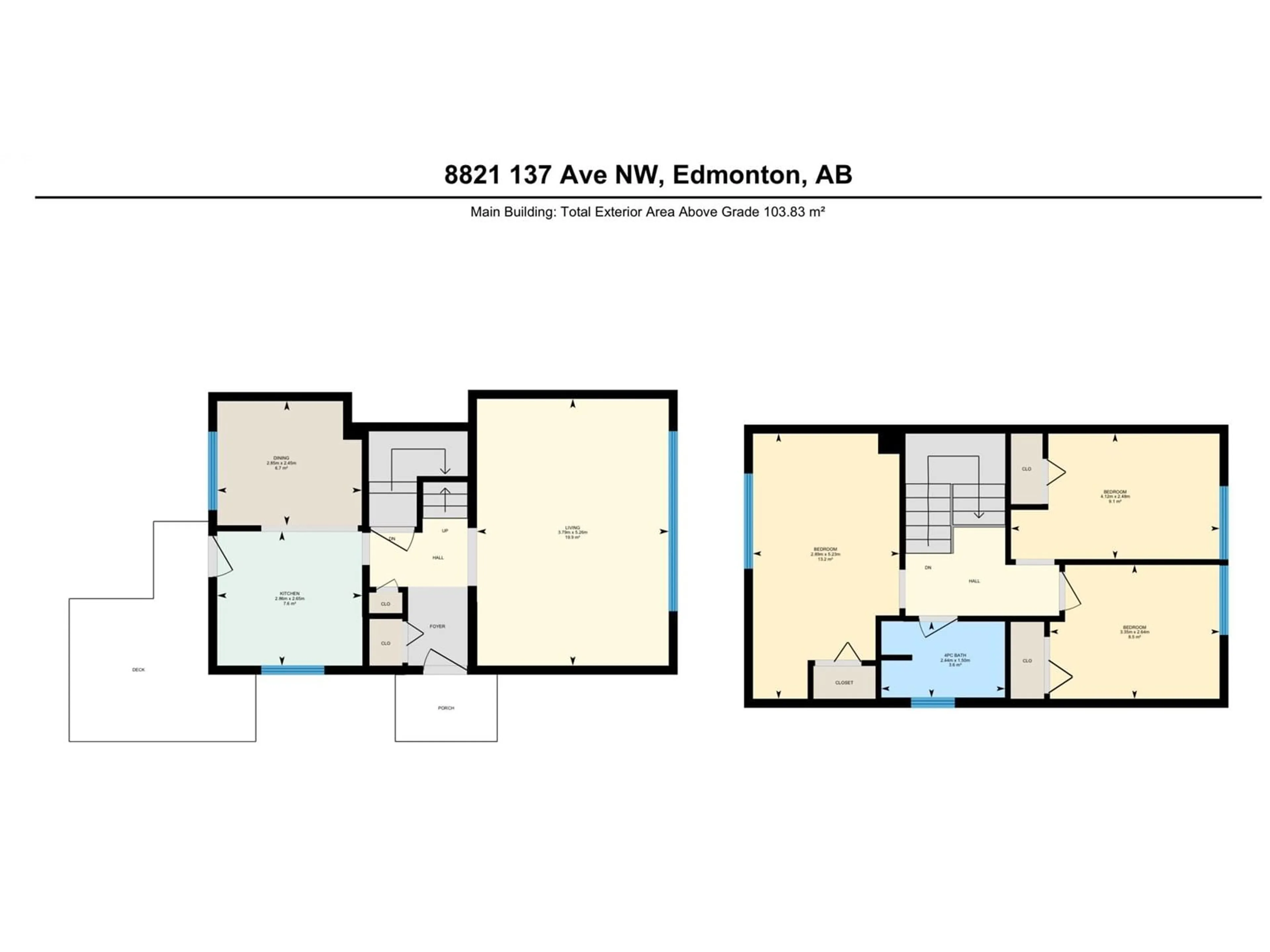 Floor plan for 8821 137 AV NW, Edmonton Alberta T5E1Y3