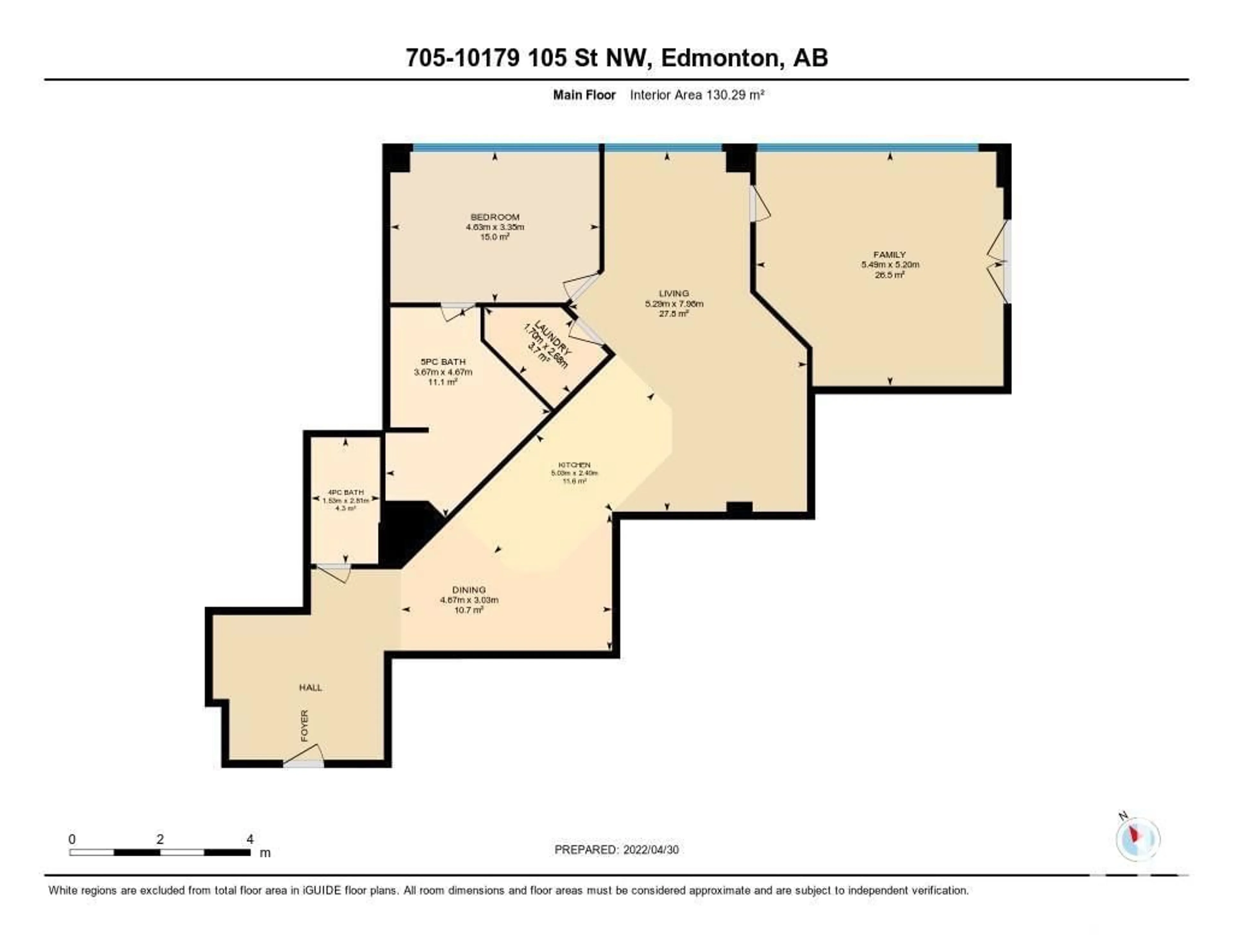 Floor plan for #705 10179 105 ST NW, Edmonton Alberta T5J3N1