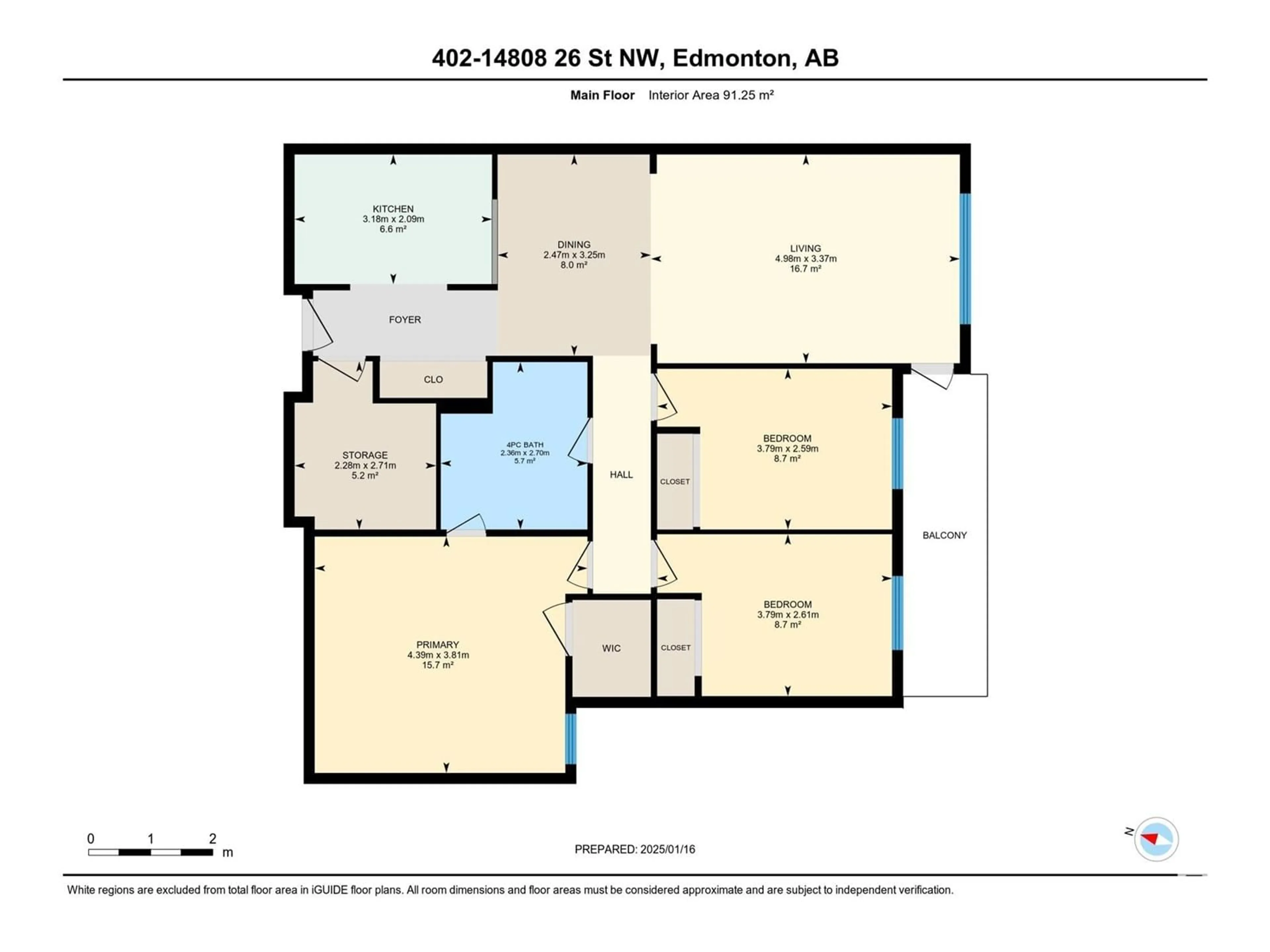 Floor plan for #402 14808 26 ST NW, Edmonton Alberta T5Y2G4