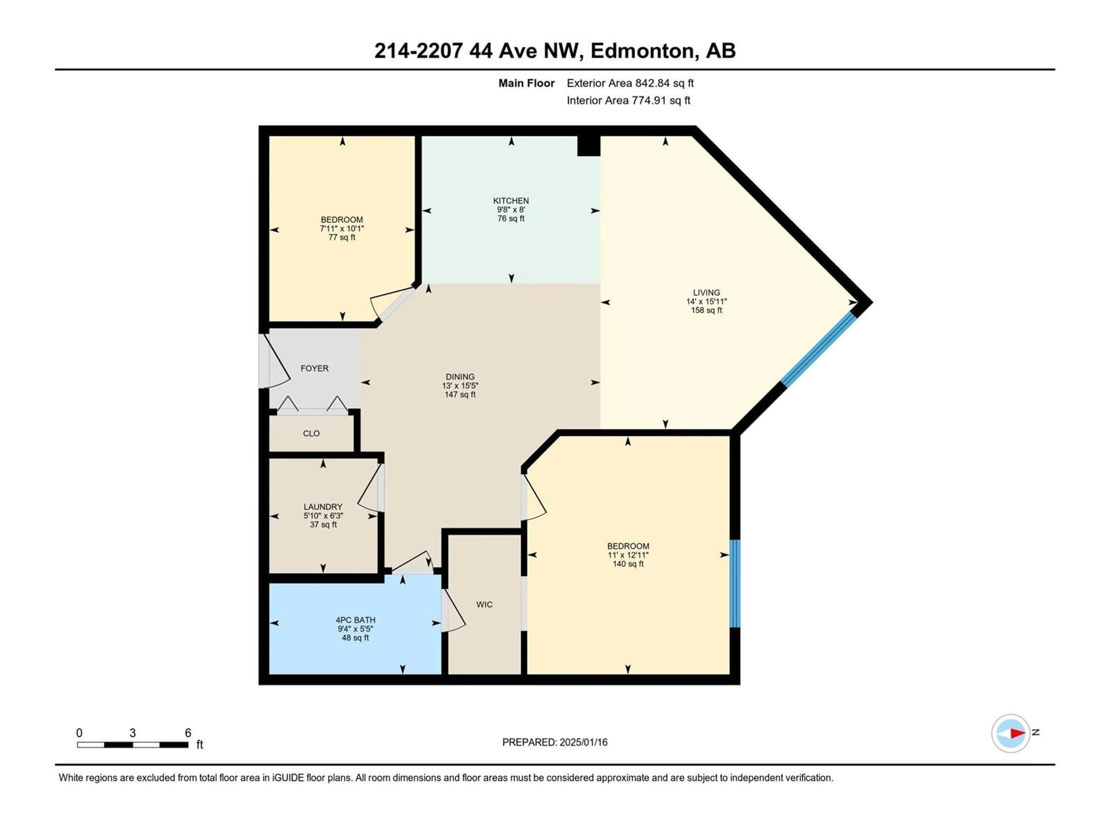 Floor plan for #214 2207 44 AV NW, Edmonton Alberta T6T0T2