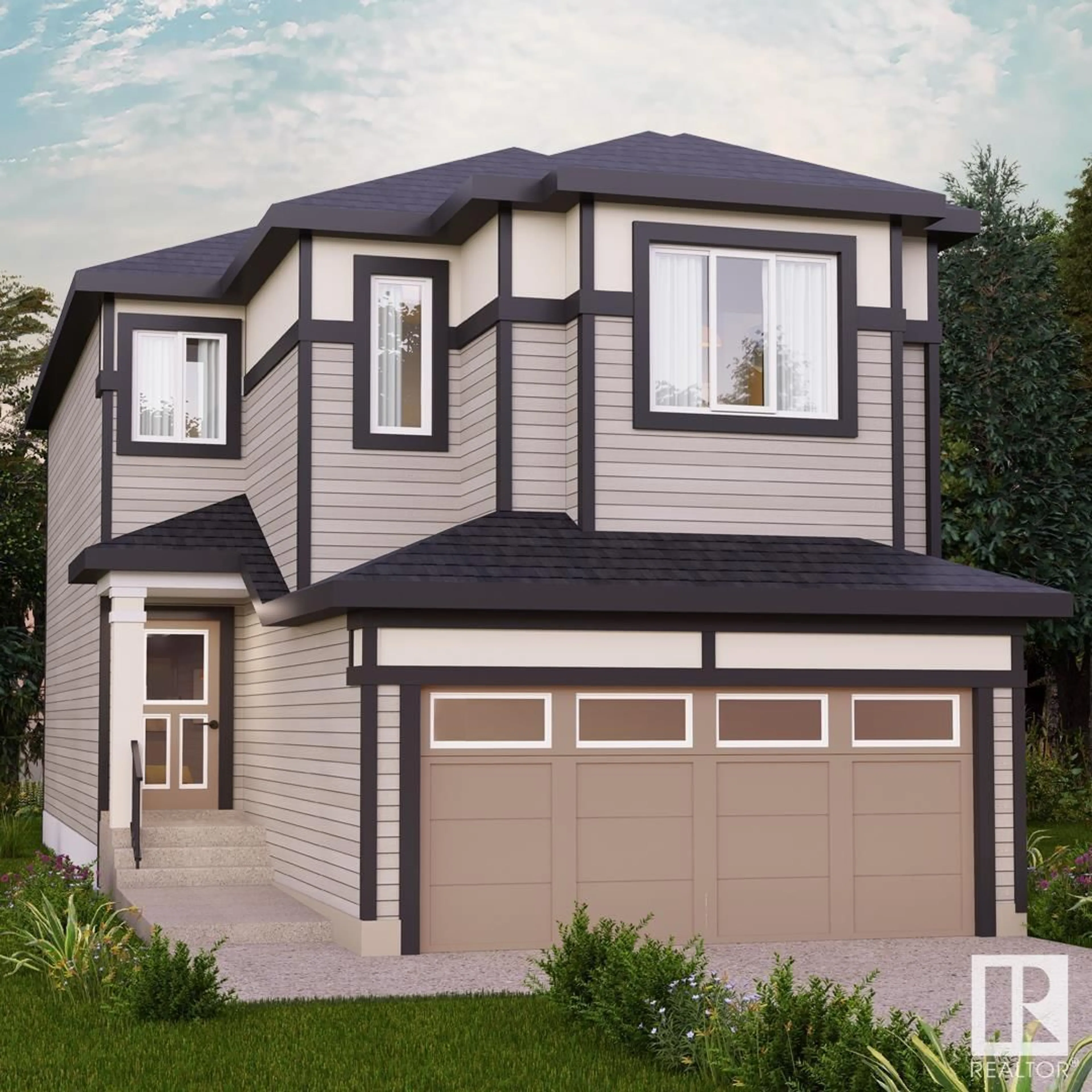 Home with vinyl exterior material, street for 4107 208 ST NW, Edmonton Alberta T6M3C7