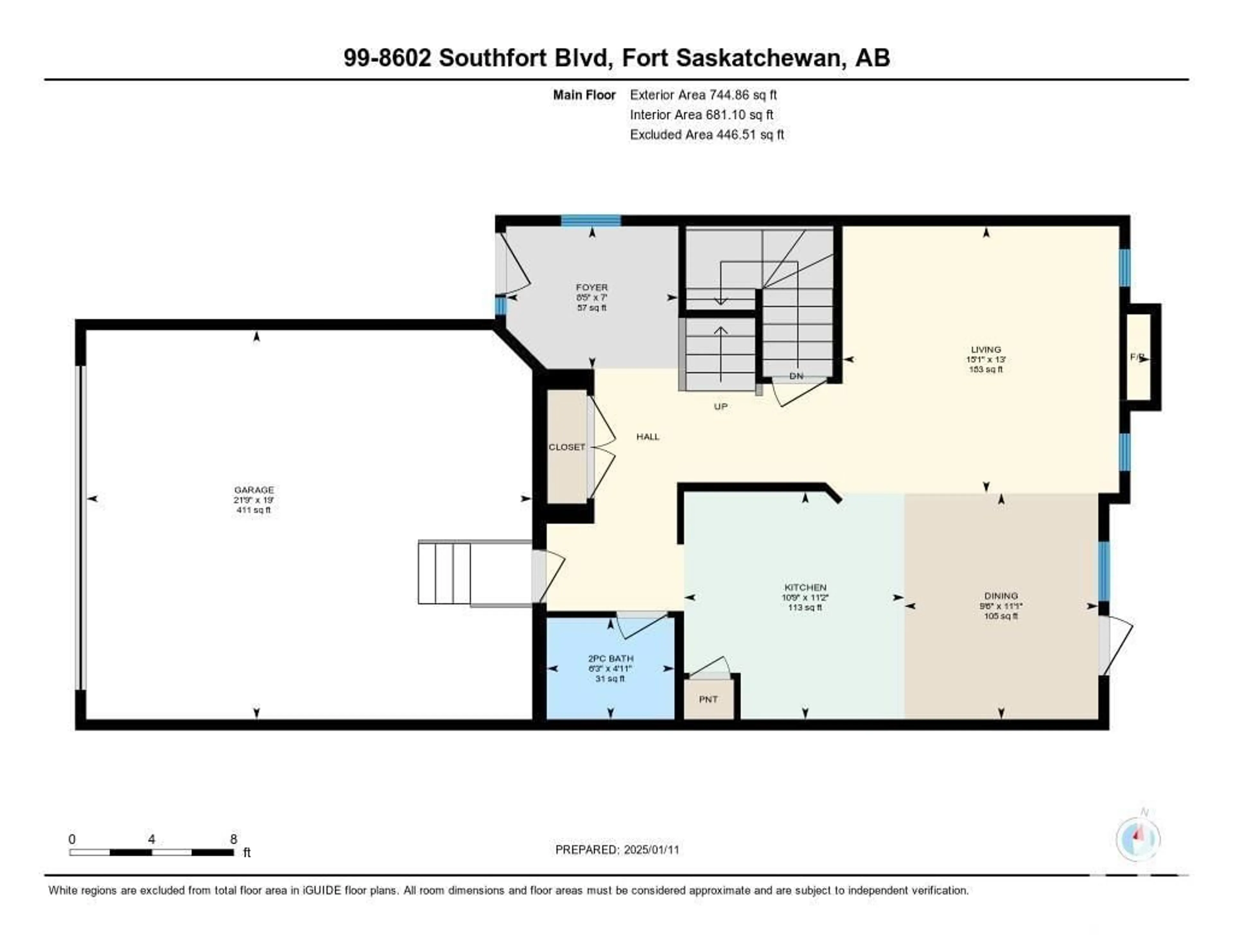 Floor plan for #99 8602 SOUTHFORT BV, Fort Saskatchewan Alberta T8L0J8