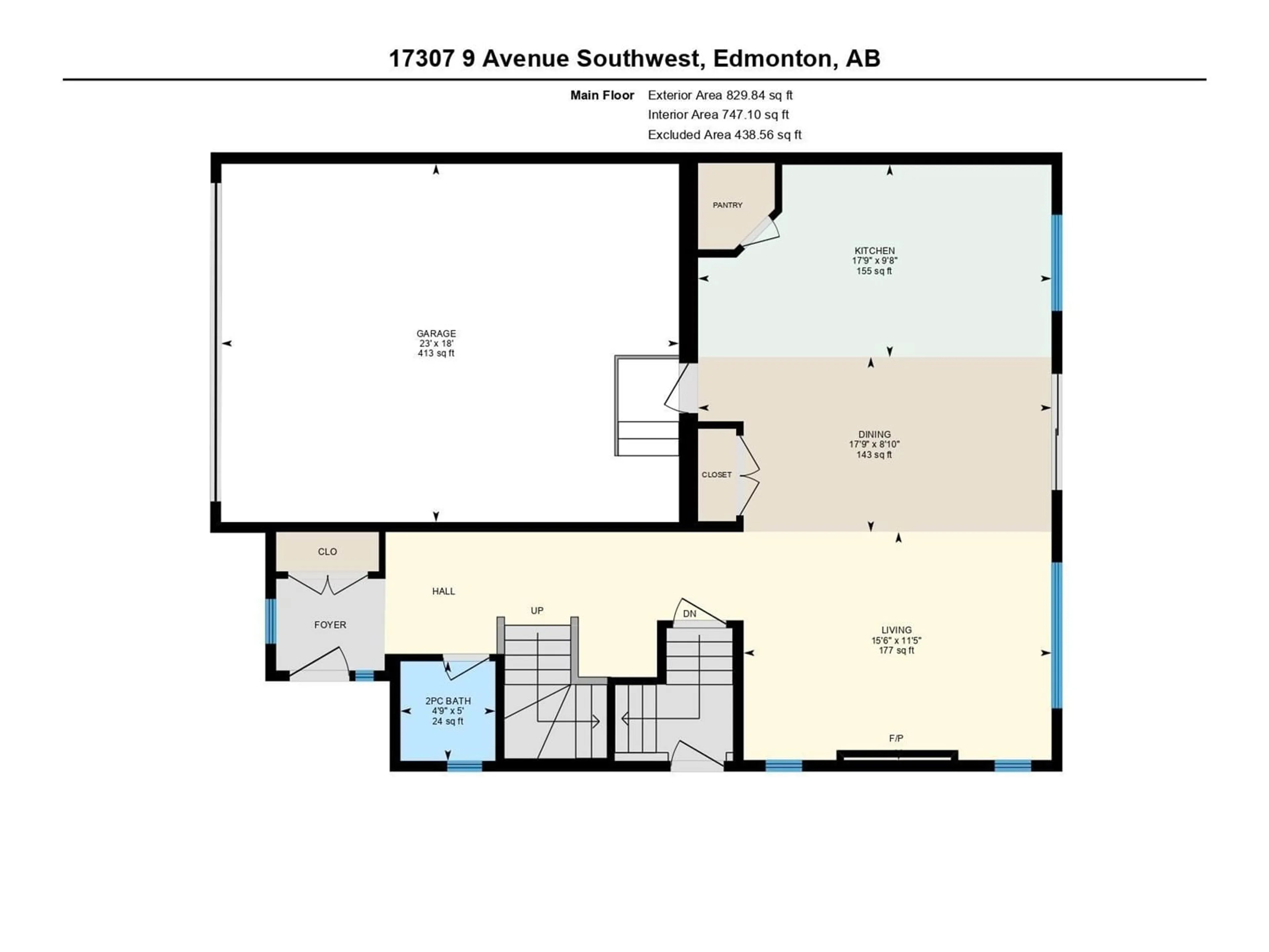 Floor plan for 17307 9 AV SW, Edmonton Alberta T6W3V4