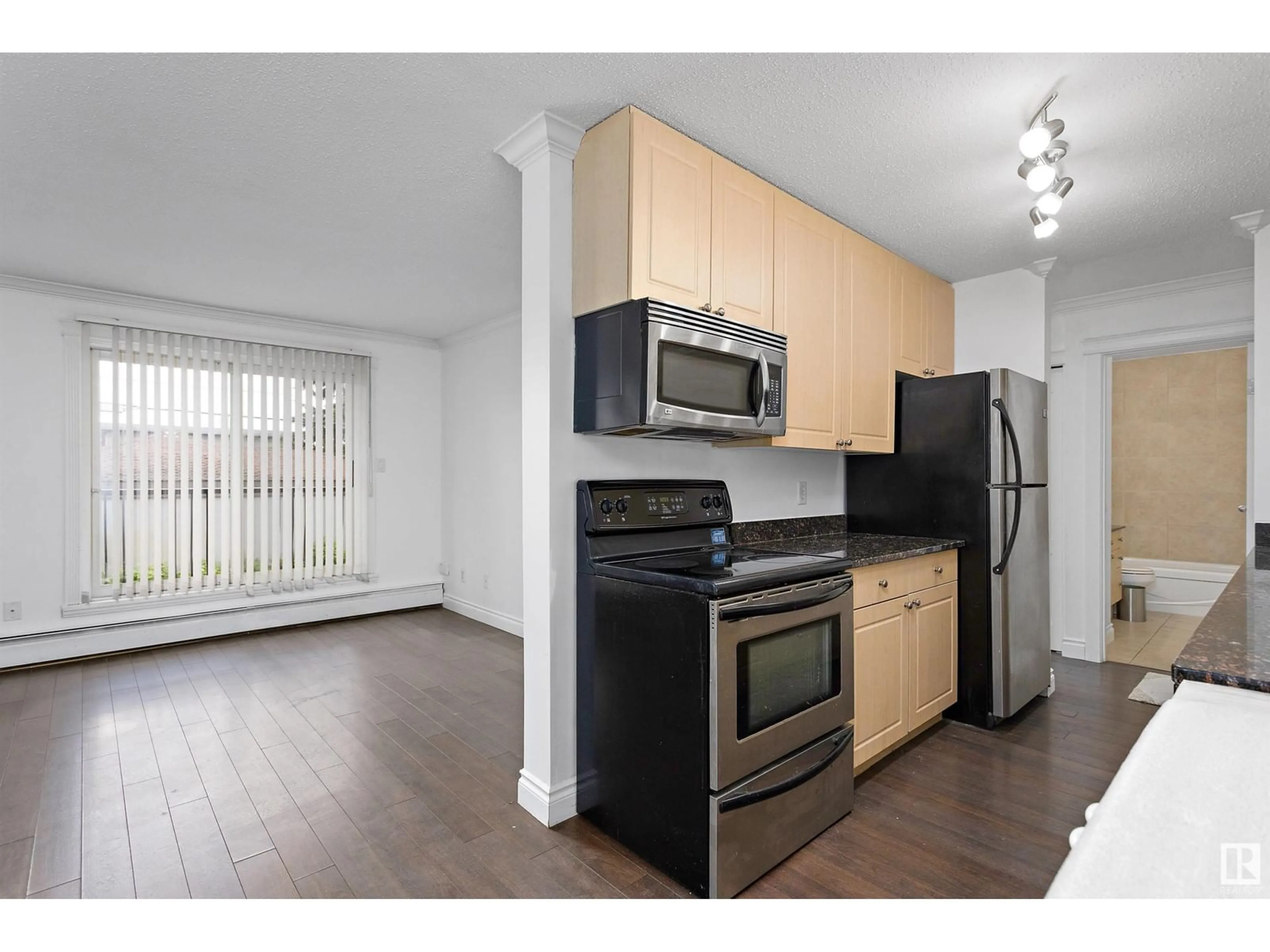 Standard kitchen, wood/laminate floor for #101 10520 80 AV NW, Edmonton Alberta T6E1V3