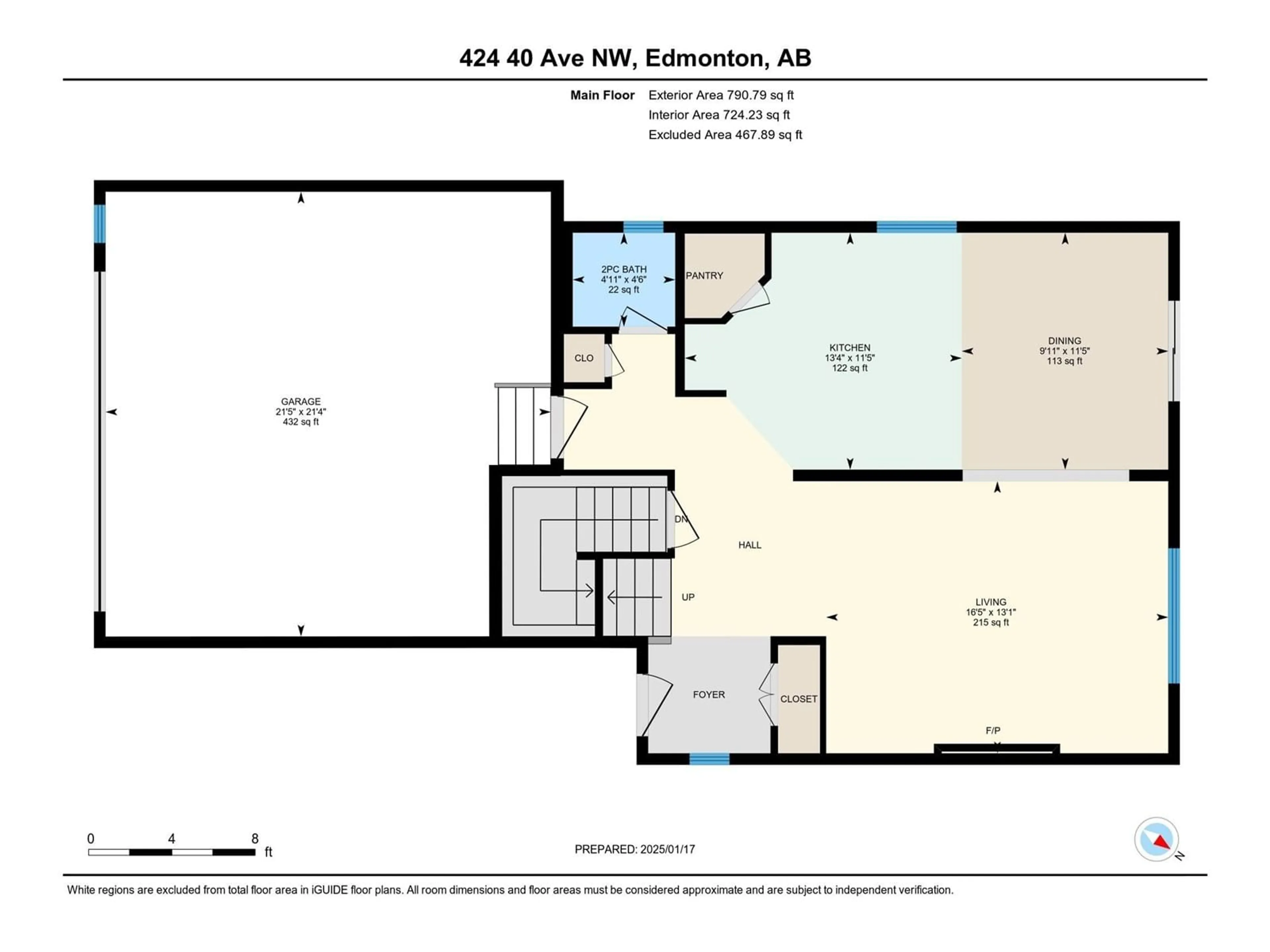 Floor plan for 424 40 AV NW, Edmonton Alberta T6T2G3