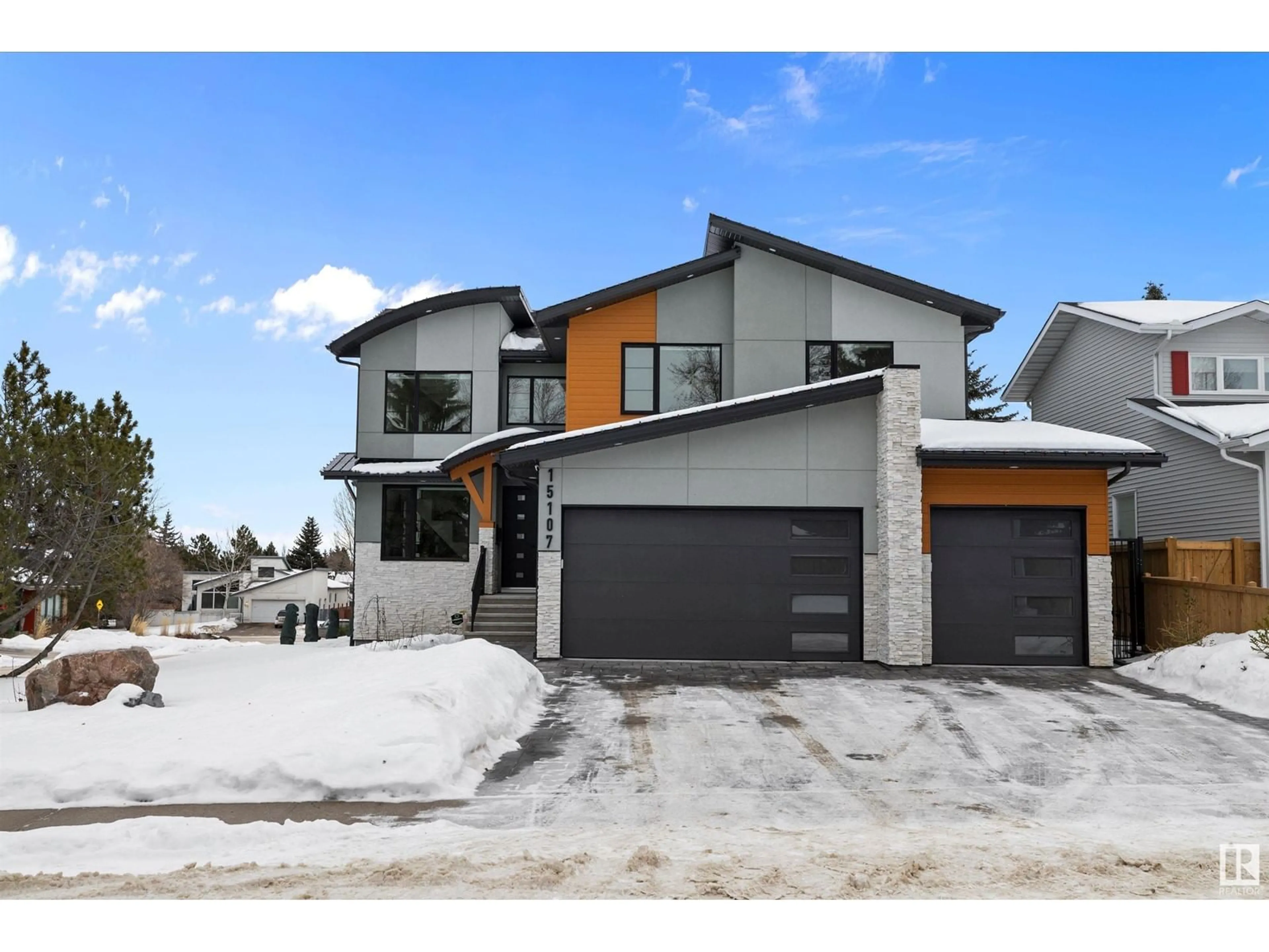 Home with brick exterior material, street for 15107 42 AV NW, Edmonton Alberta T6H5P6