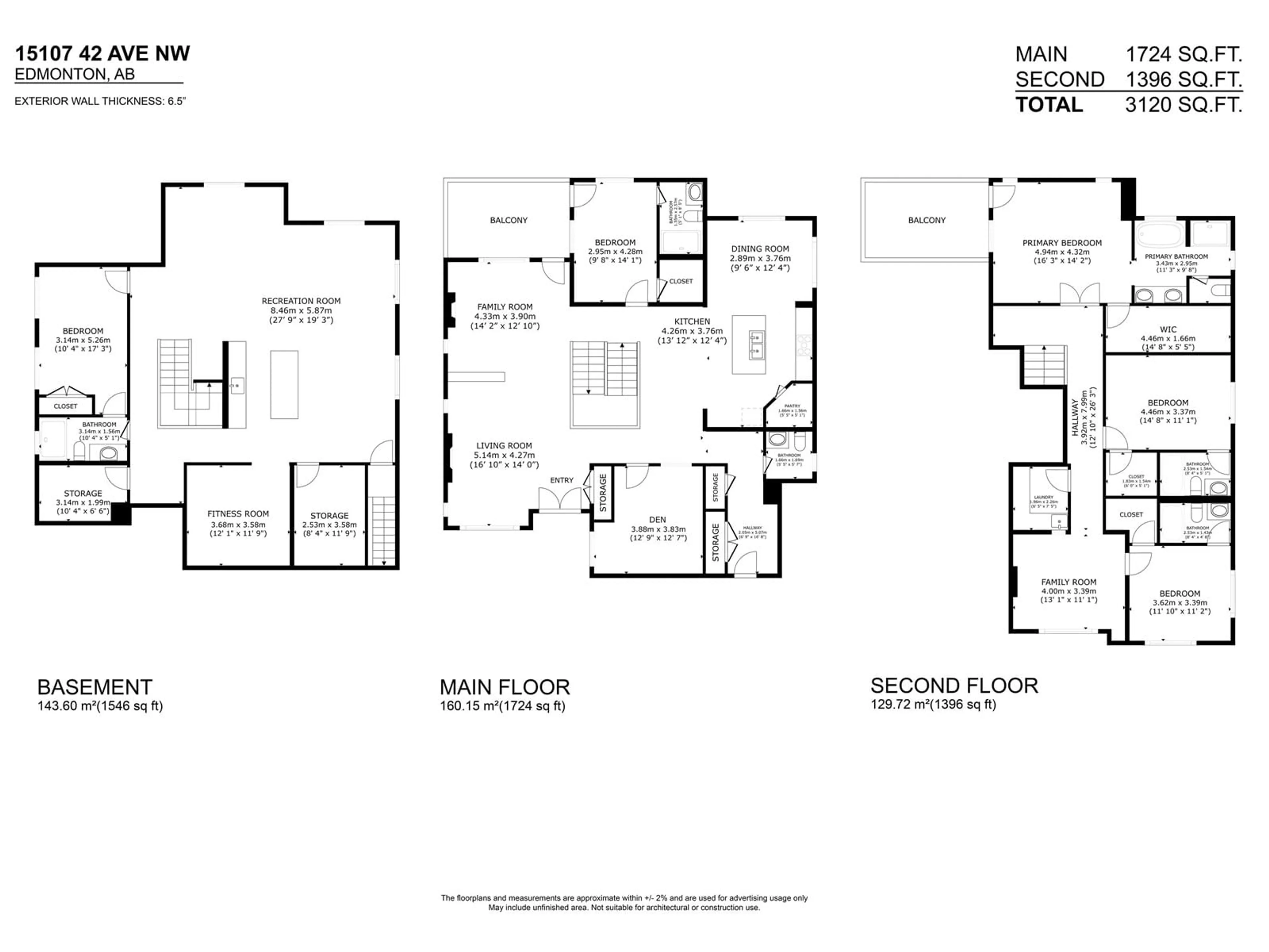 Floor plan for 15107 42 AV NW, Edmonton Alberta T6H5P6