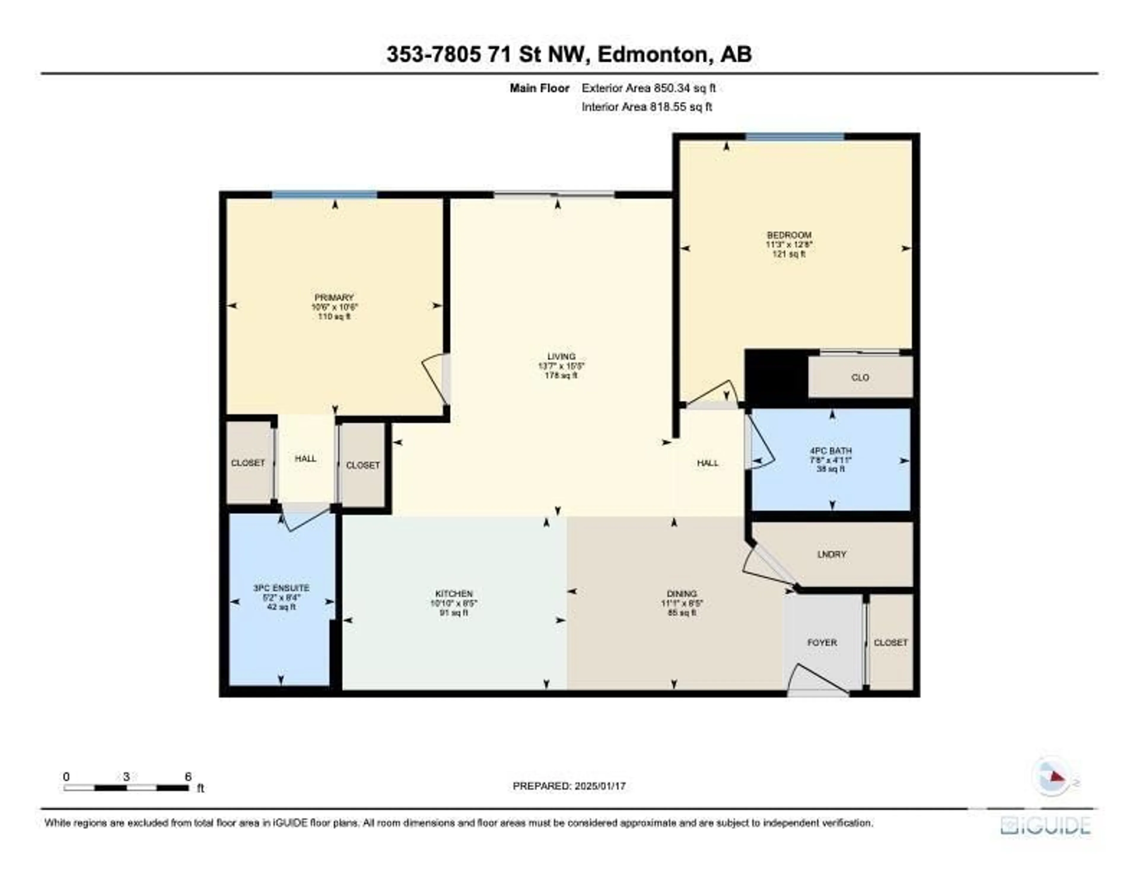 Floor plan for #353 7805 71 ST NW, Edmonton Alberta T6B3V6