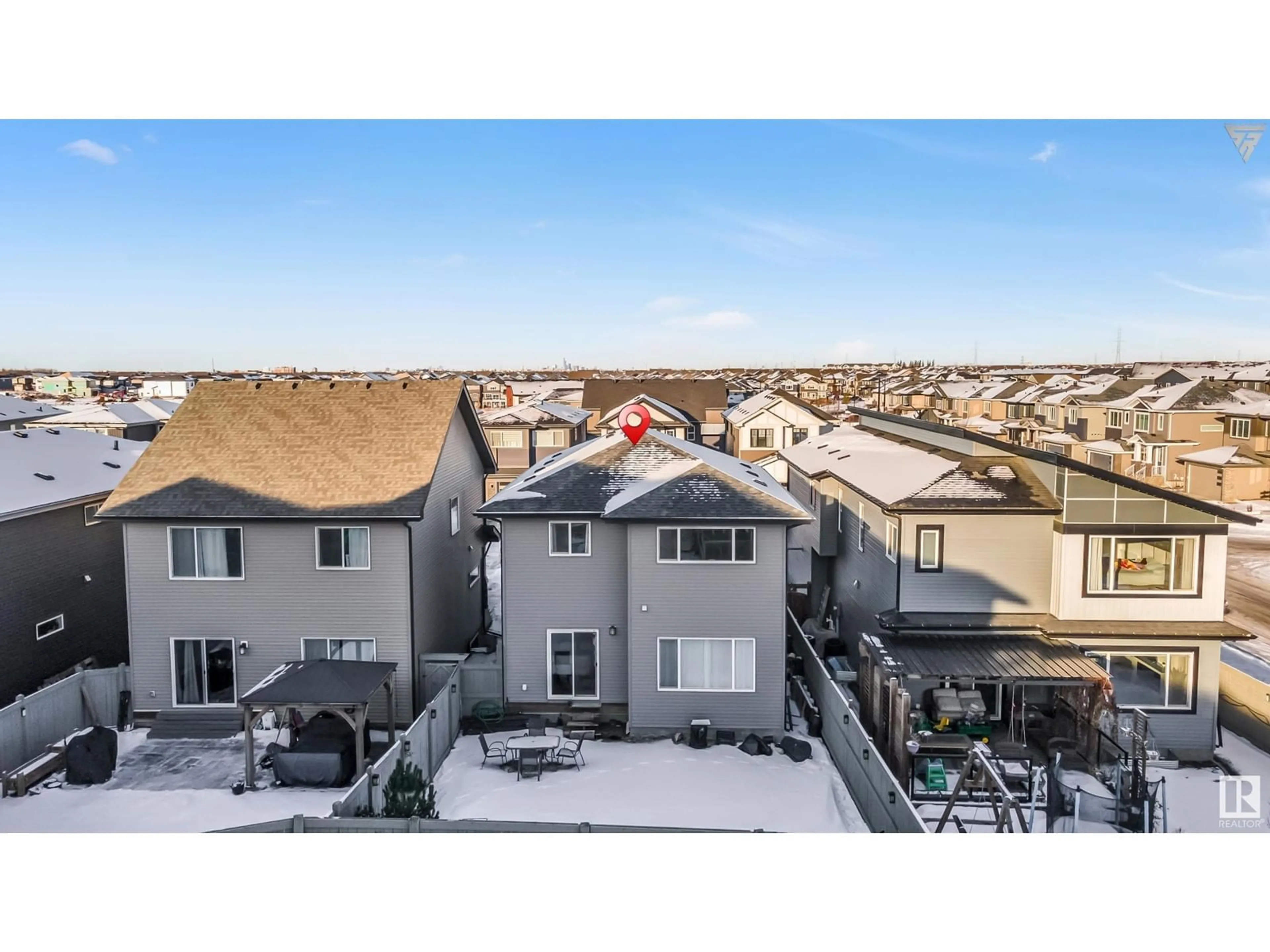 A pic from outside/outdoor area/front of a property/back of a property/a pic from drone, city buildings view from balcony for 9505 PEAR CL SW, Edmonton Alberta T6X2N6