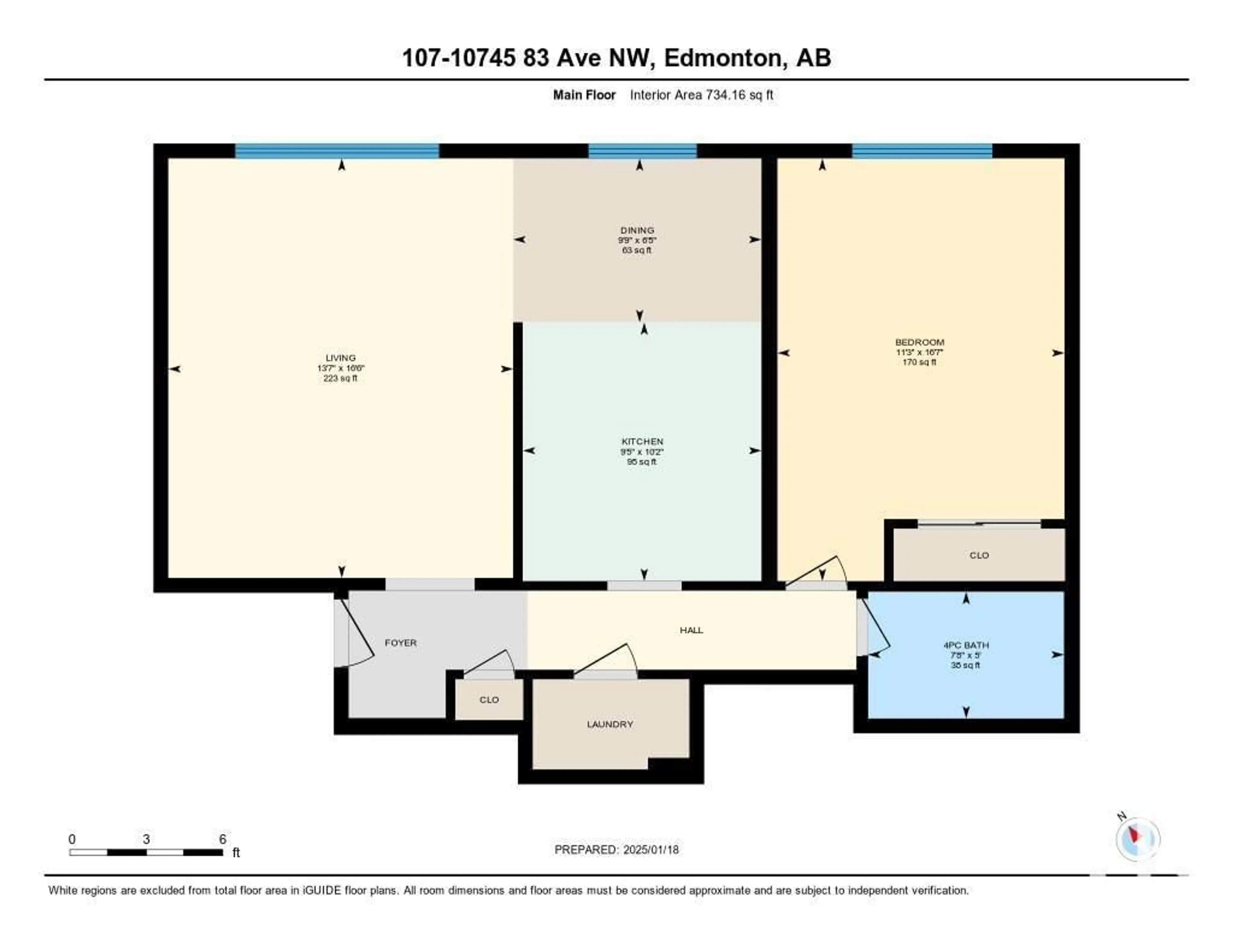 Floor plan for #107 10745 83 AV NW, Edmonton Alberta T6E2E5