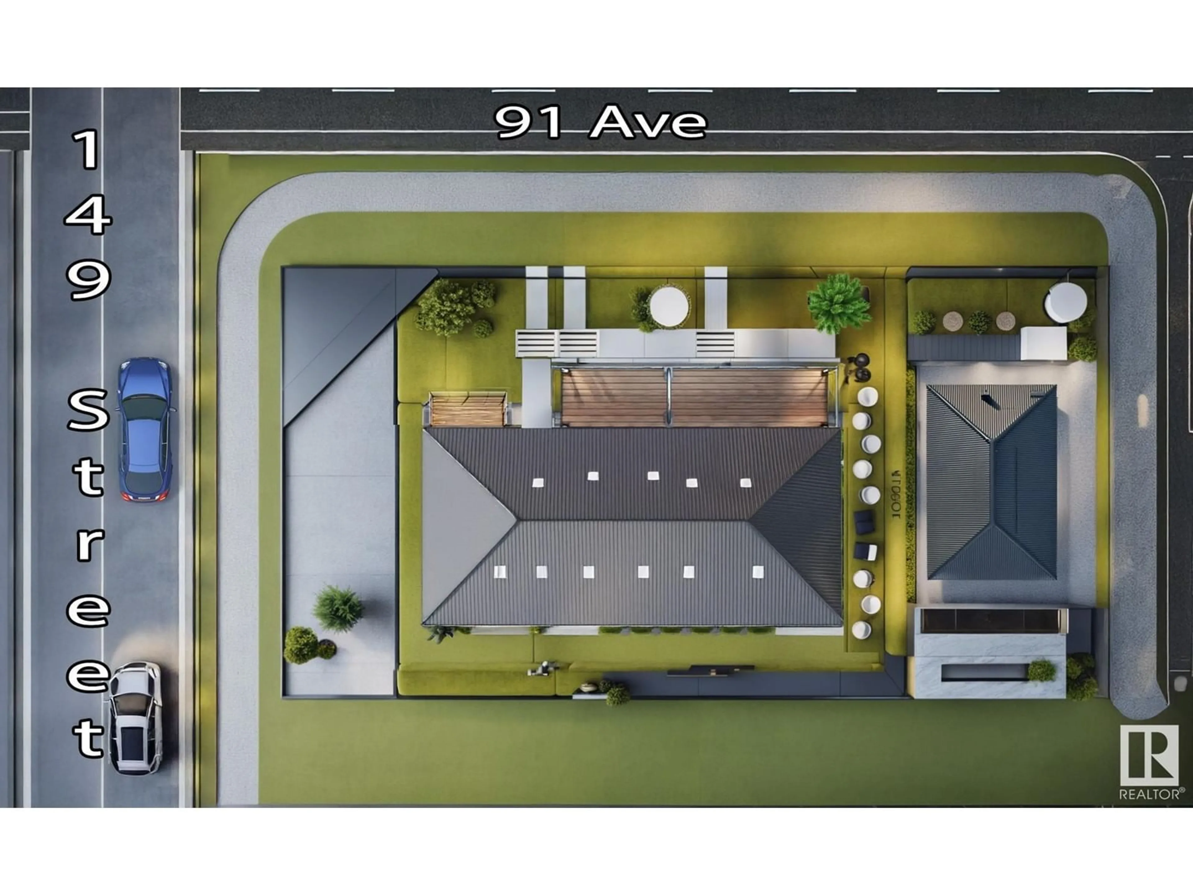 A pic from outside/outdoor area/front of a property/back of a property/a pic from drone, street for 9045 149 ST, Edmonton Alberta T5R0A5