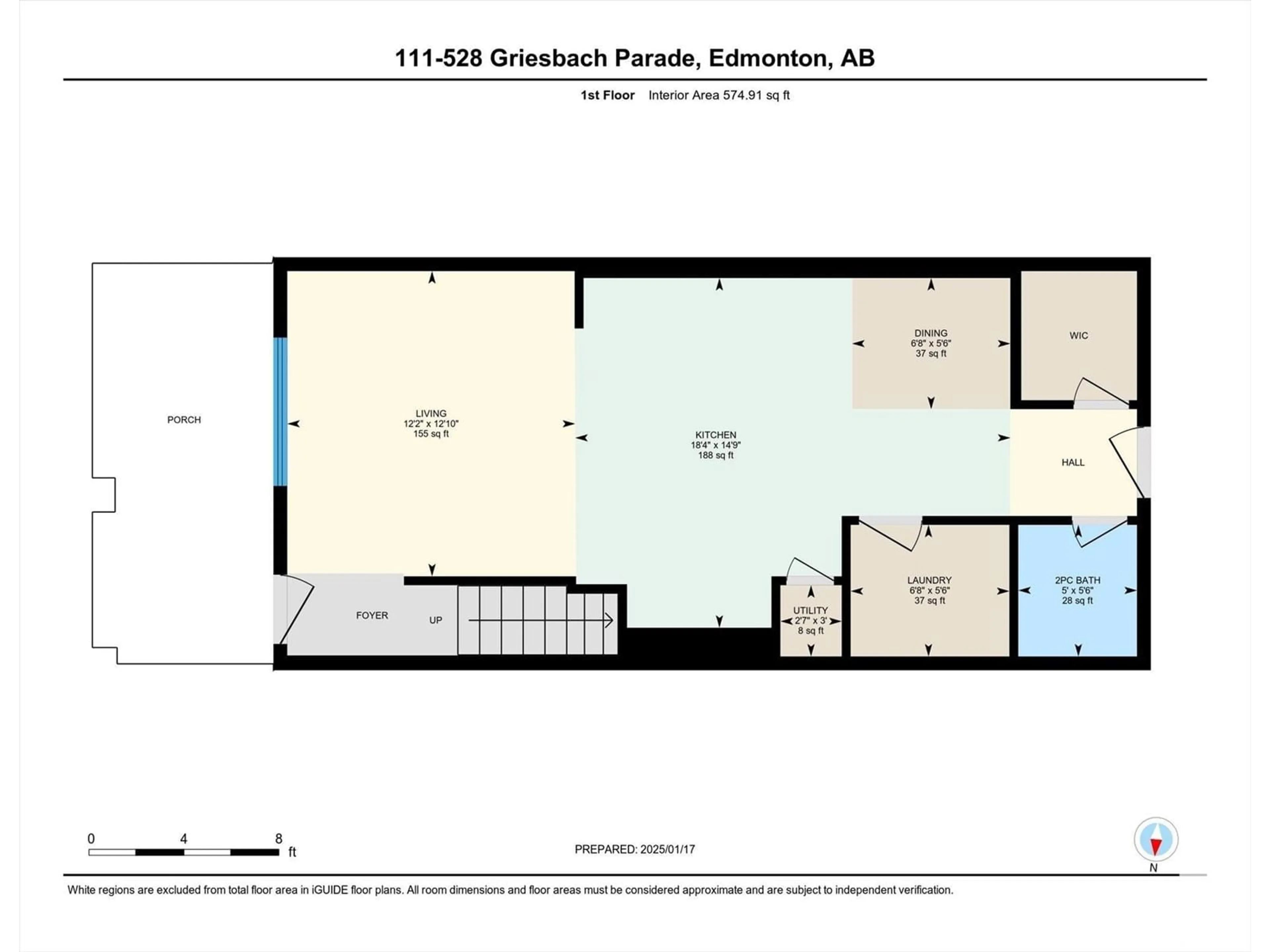 Floor plan for #111 528 GRIESBACH PARADE PR NW, Edmonton Alberta T5E6X2