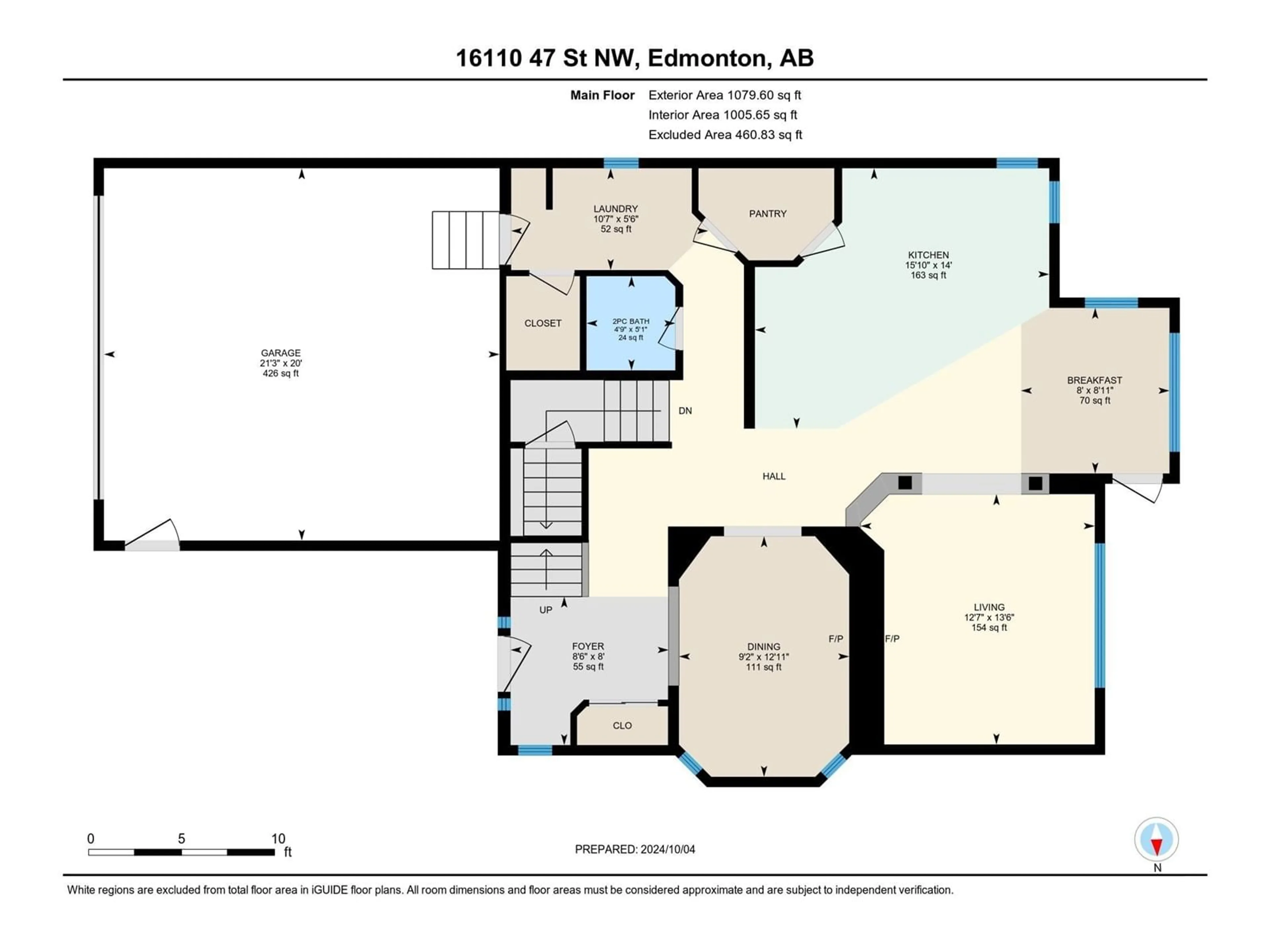 Floor plan for 16110 47 ST NW, Edmonton Alberta T5Y0G8