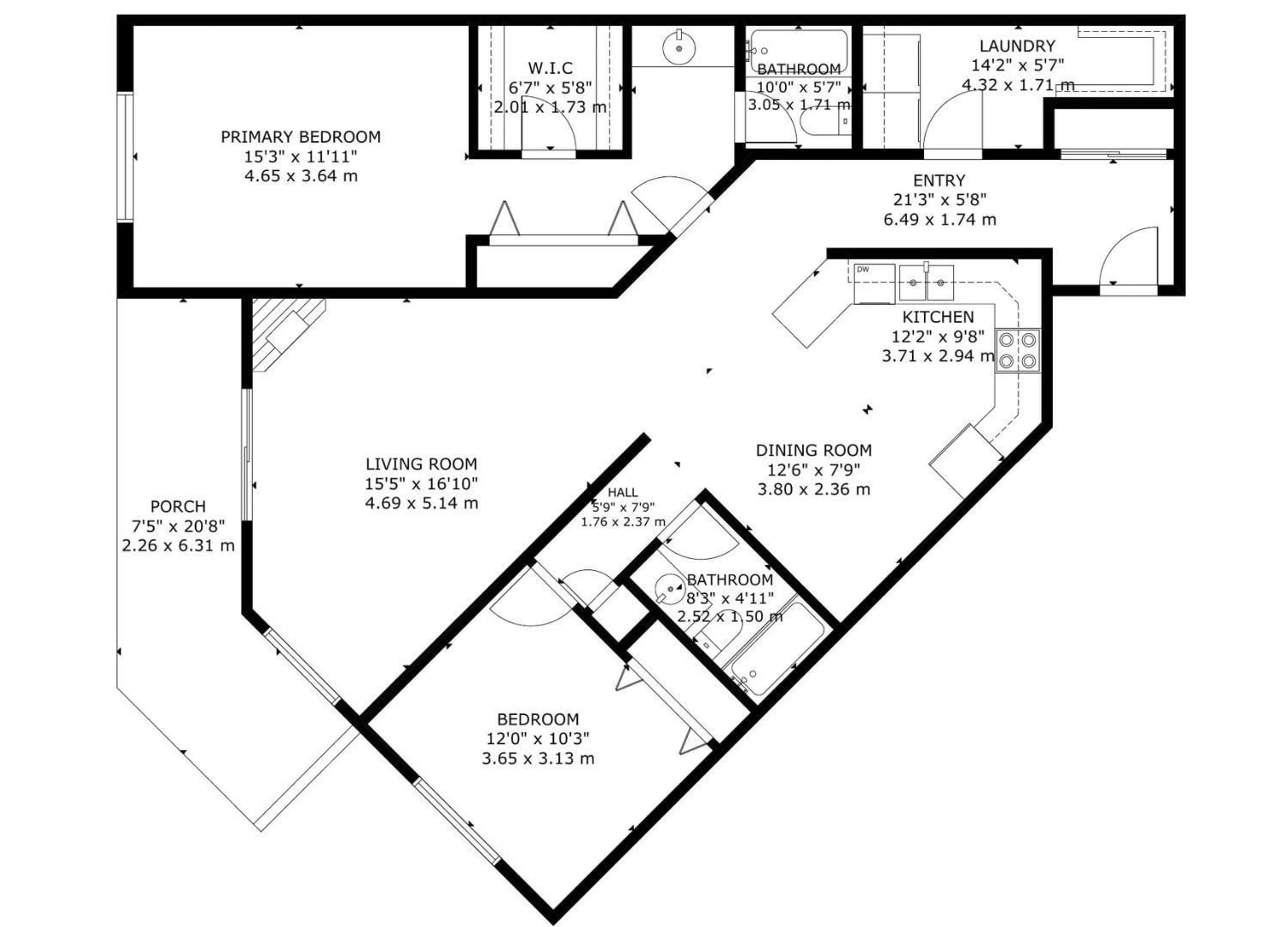 Floor plan for #107 10935 21 AV NW, Edmonton Alberta T6J6R3