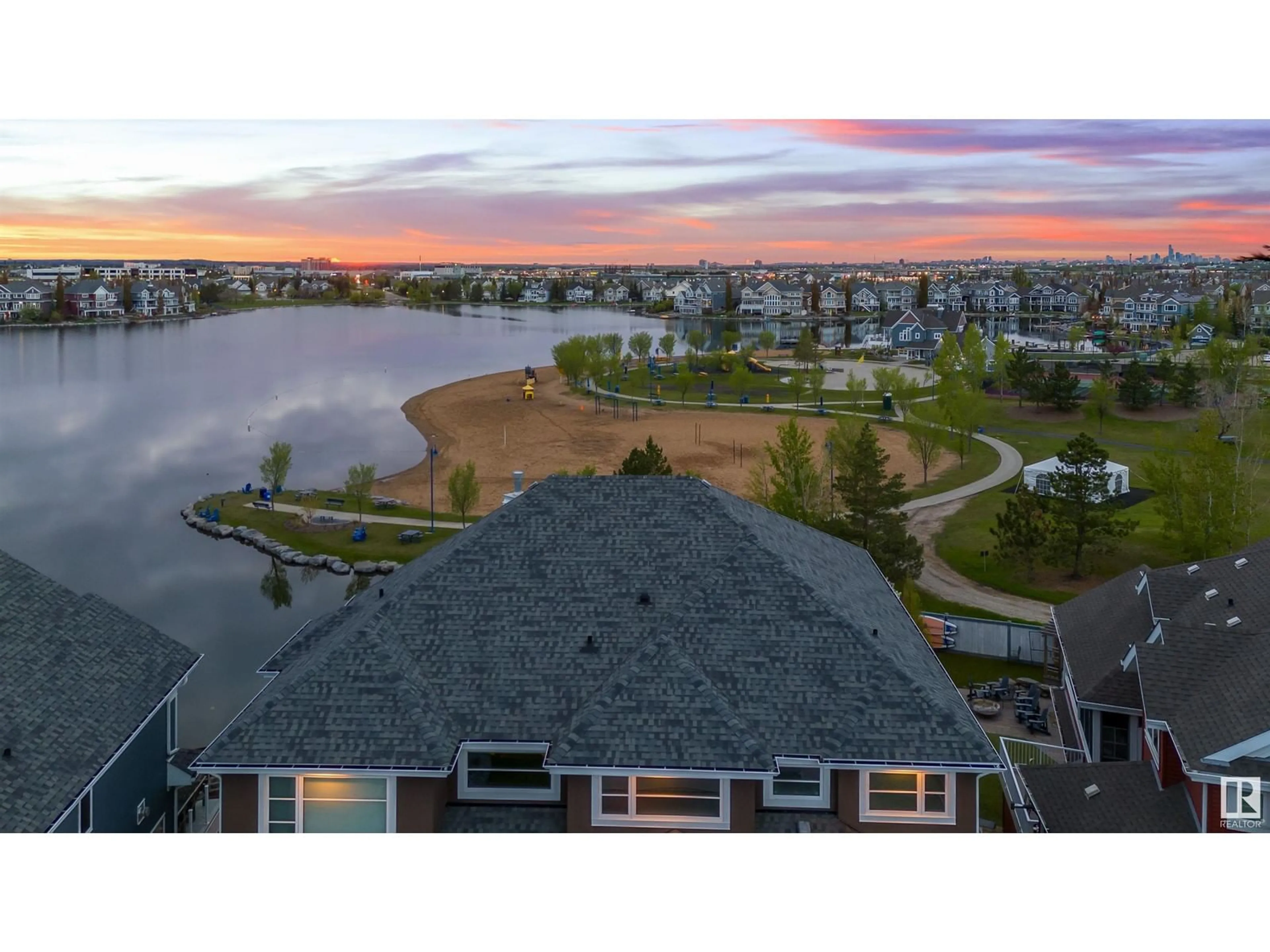 A pic from outside/outdoor area/front of a property/back of a property/a pic from drone, water/lake/river/ocean view for 8818 19 AV SW, Edmonton Alberta T6X1X6