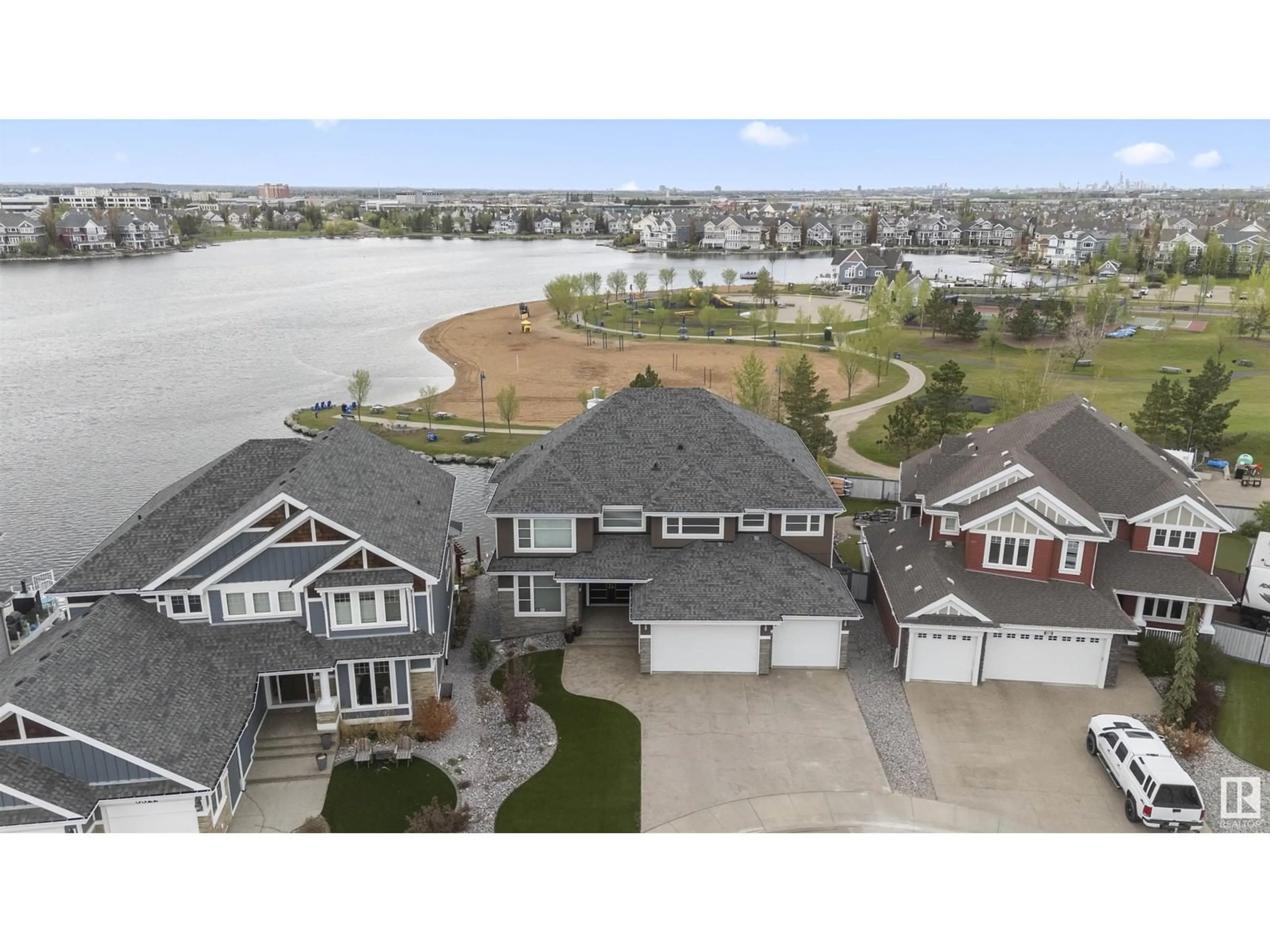 A pic from outside/outdoor area/front of a property/back of a property/a pic from drone, water/lake/river/ocean view for 8818 19 AV SW, Edmonton Alberta T6X1X6