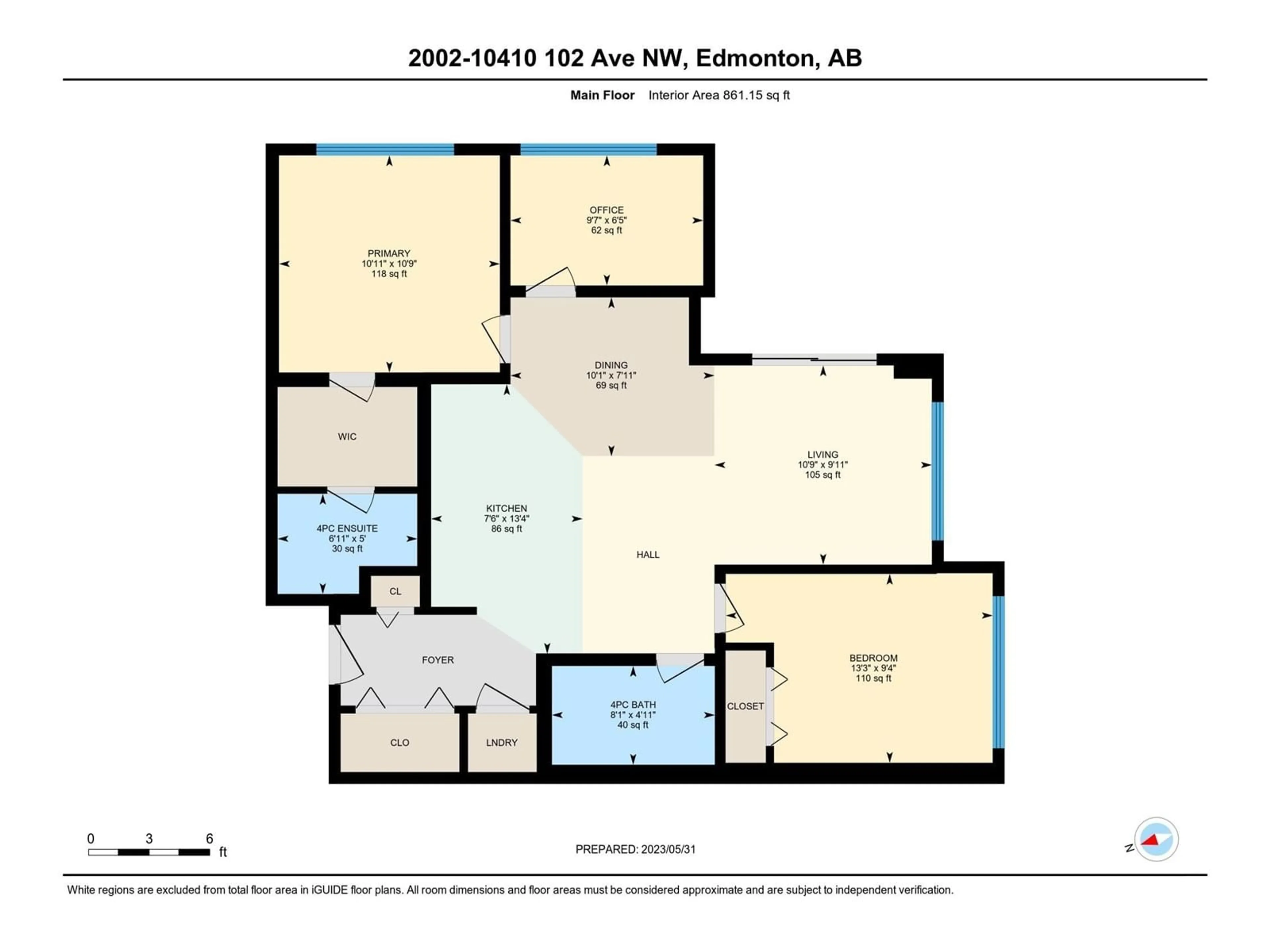 Floor plan for #2002 10410 102 AV NW, Edmonton Alberta T5J0E9