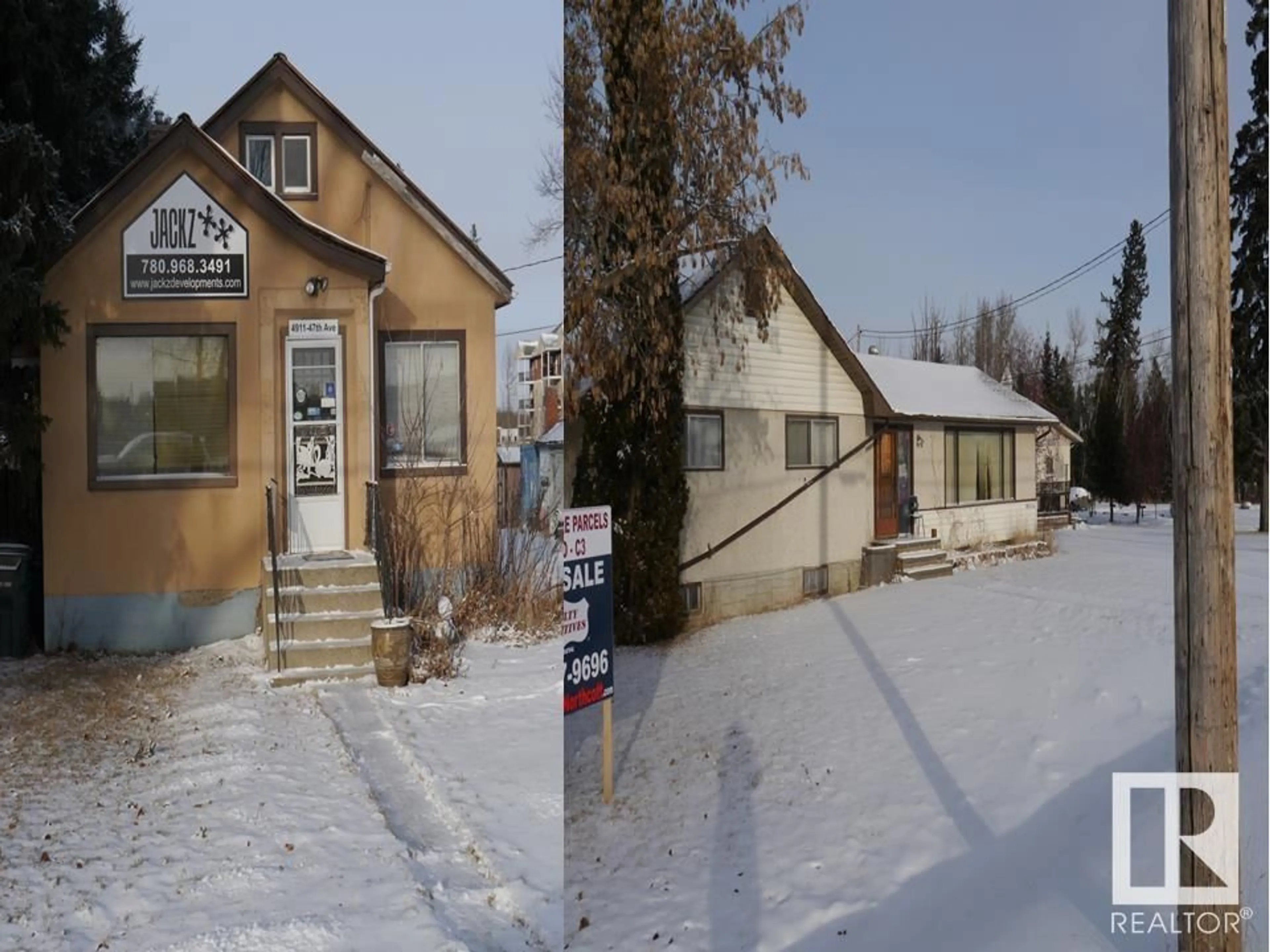 Home with vinyl exterior material, street for 4907 & 4911 47 AV, Stony Plain Alberta T7Z1L7