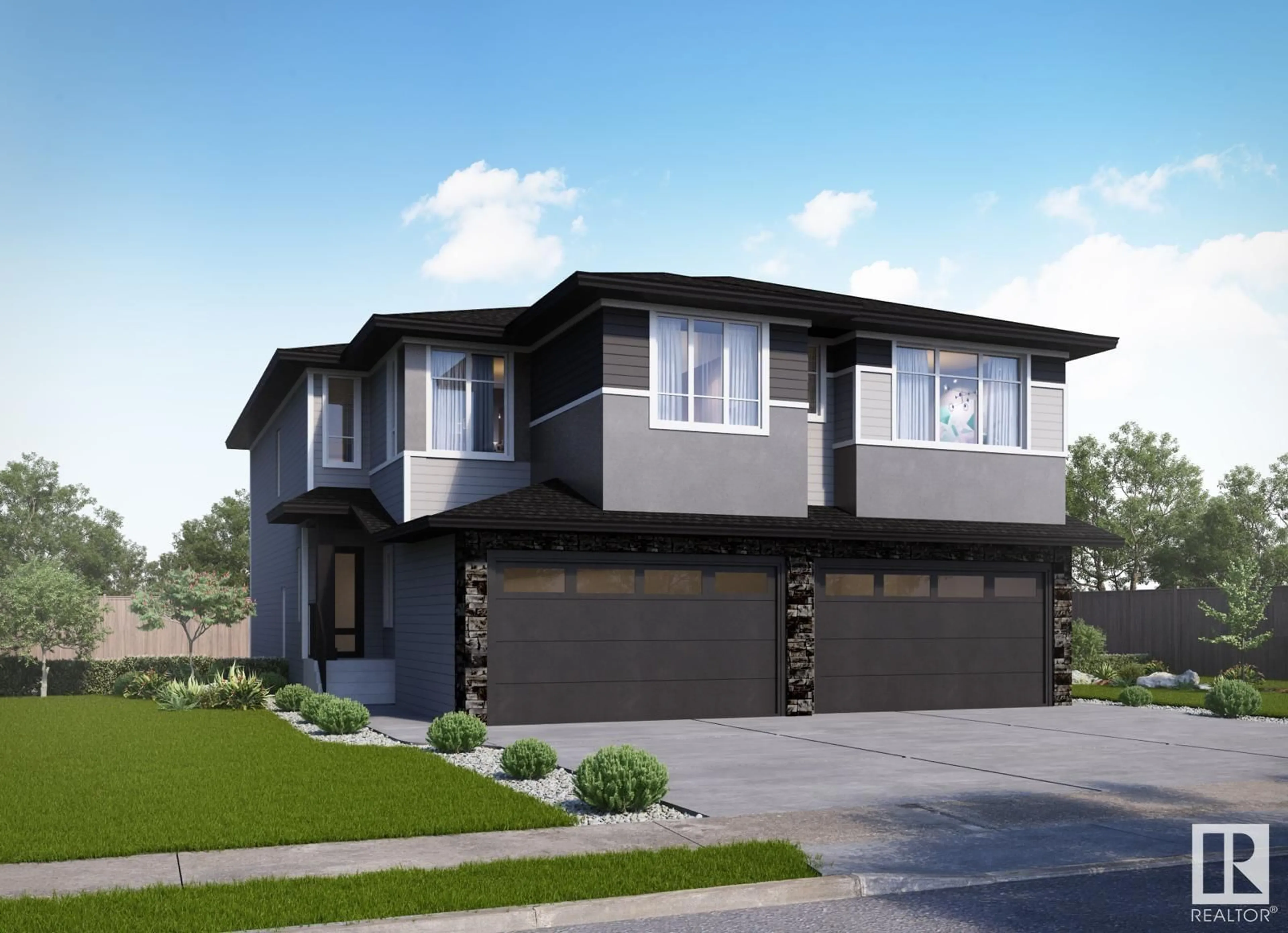 Home with brick exterior material, street for NW - 1904 155 AV, Edmonton Alberta T5Y4H8