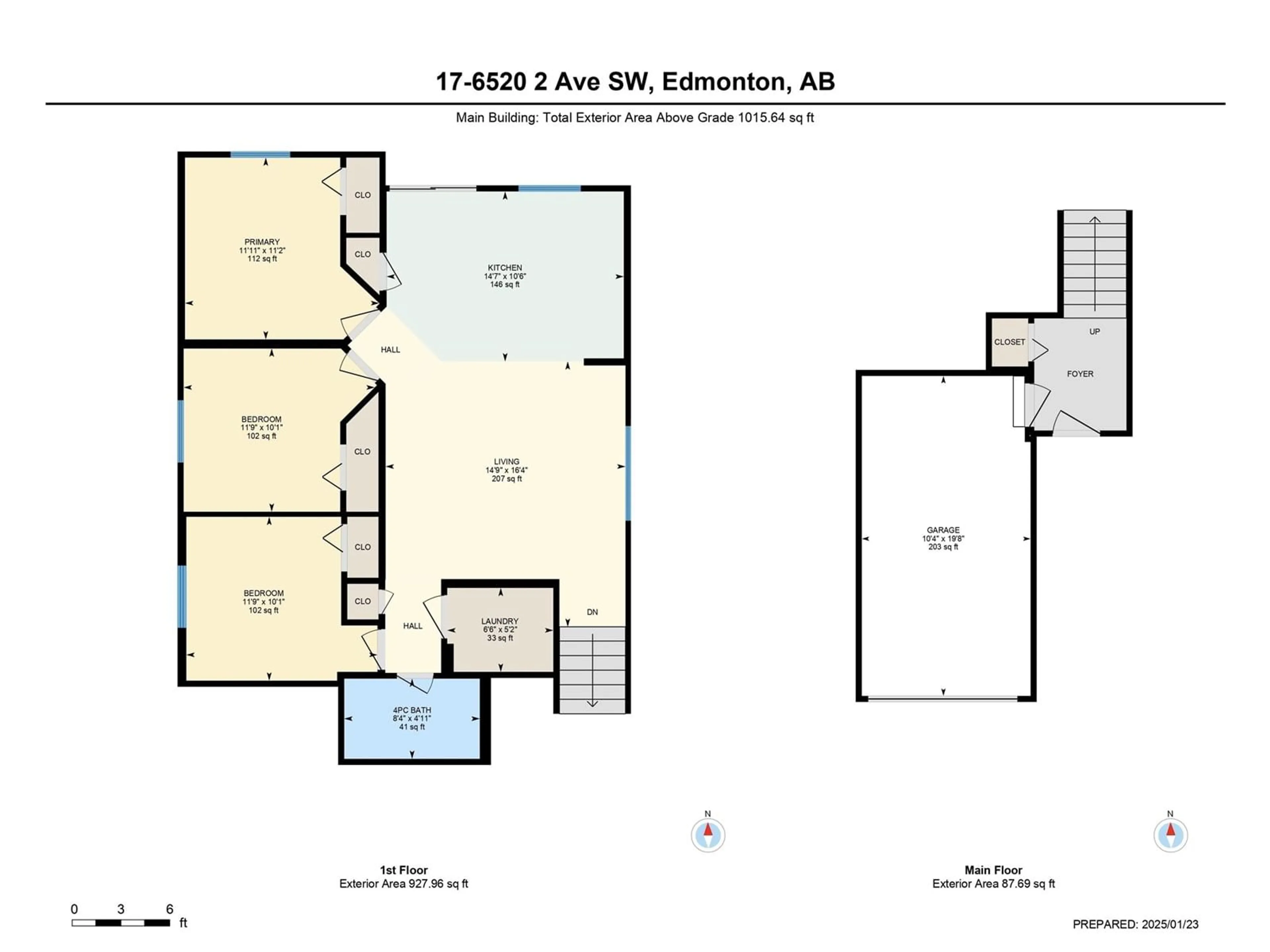 Floor plan for #17 6520 2 AV SW SW, Edmonton Alberta T6X1X4