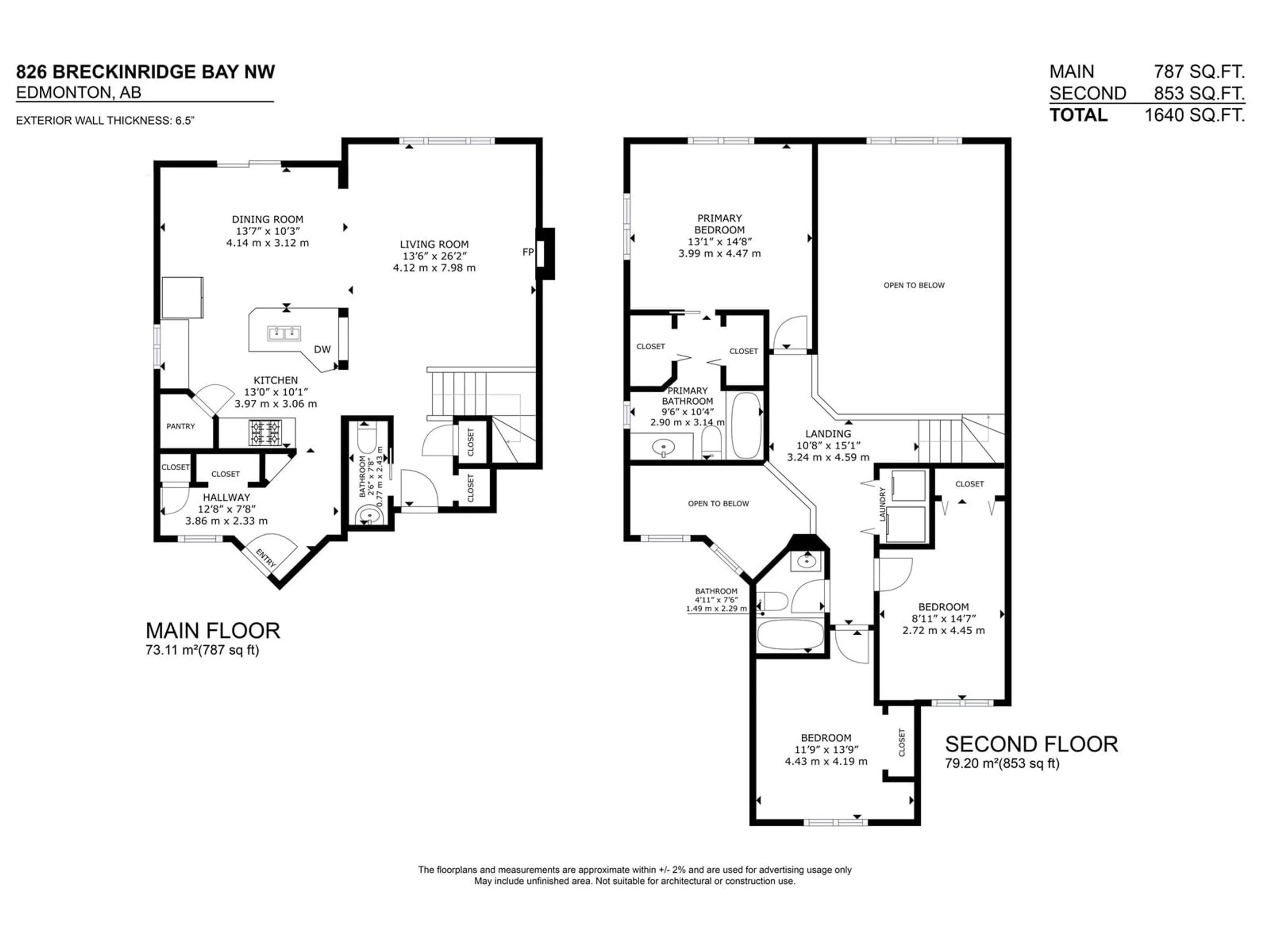 Floor plan for 826 BRECKENRIDGE BA NW, Edmonton Alberta T5T6J8