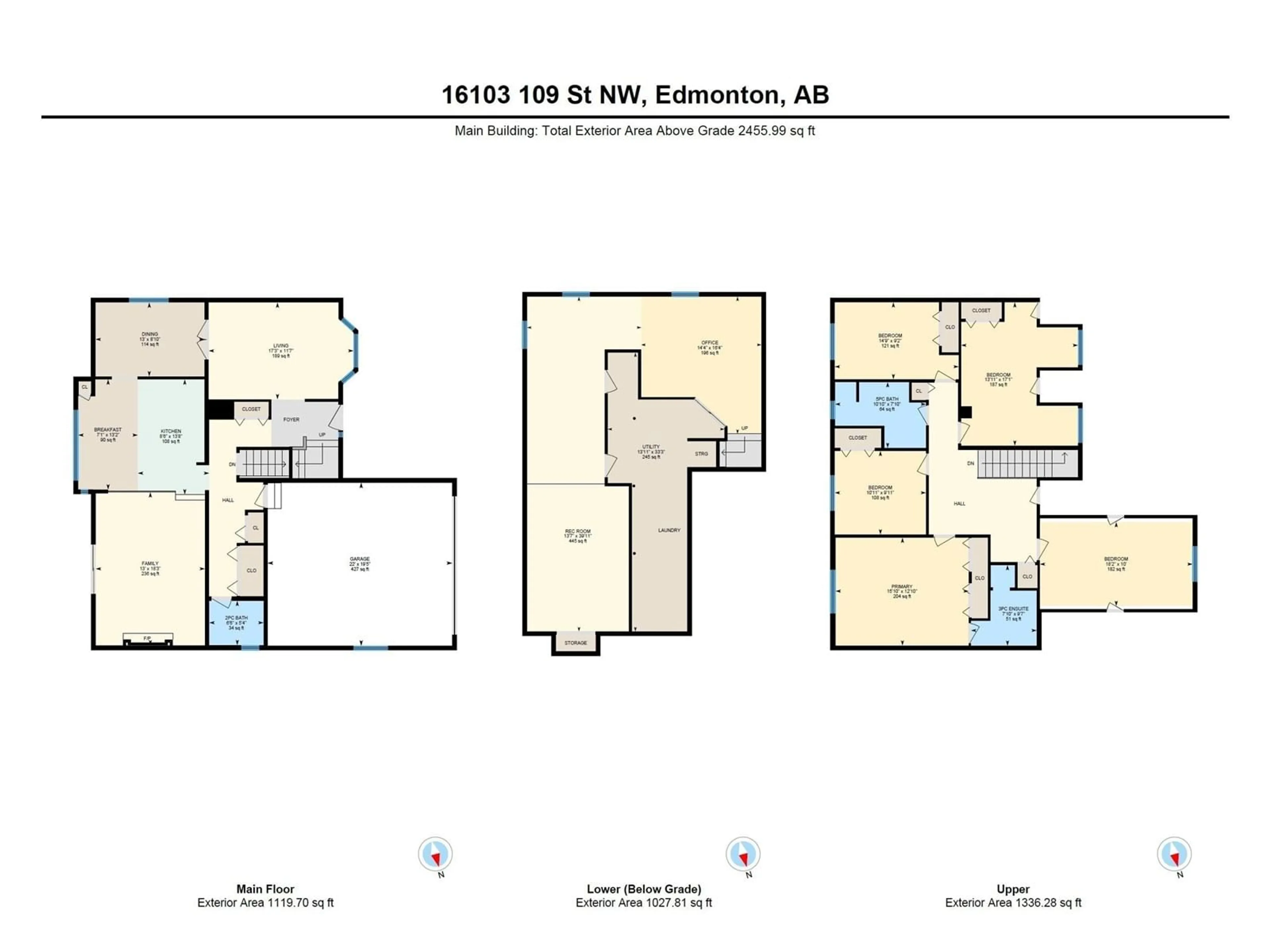 Floor plan for 16103 109 ST NW, Edmonton Alberta T5X4X7