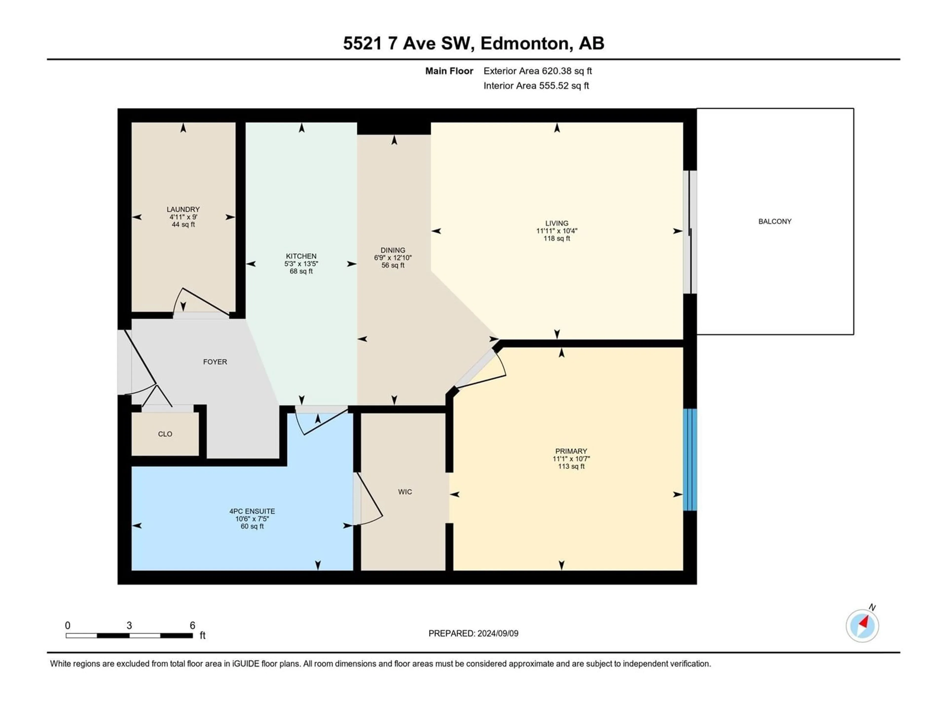 Floor plan for #303 5521 7 AV SW, Edmonton Alberta T6X2A8