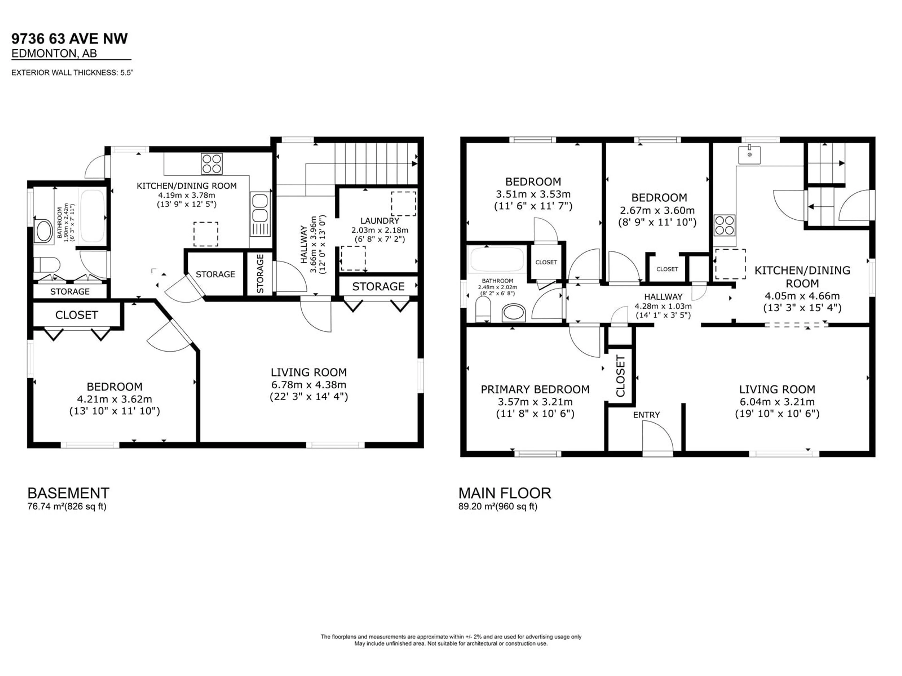 Floor plan for 9736 63 AV NW, Edmonton Alberta T6E0G6