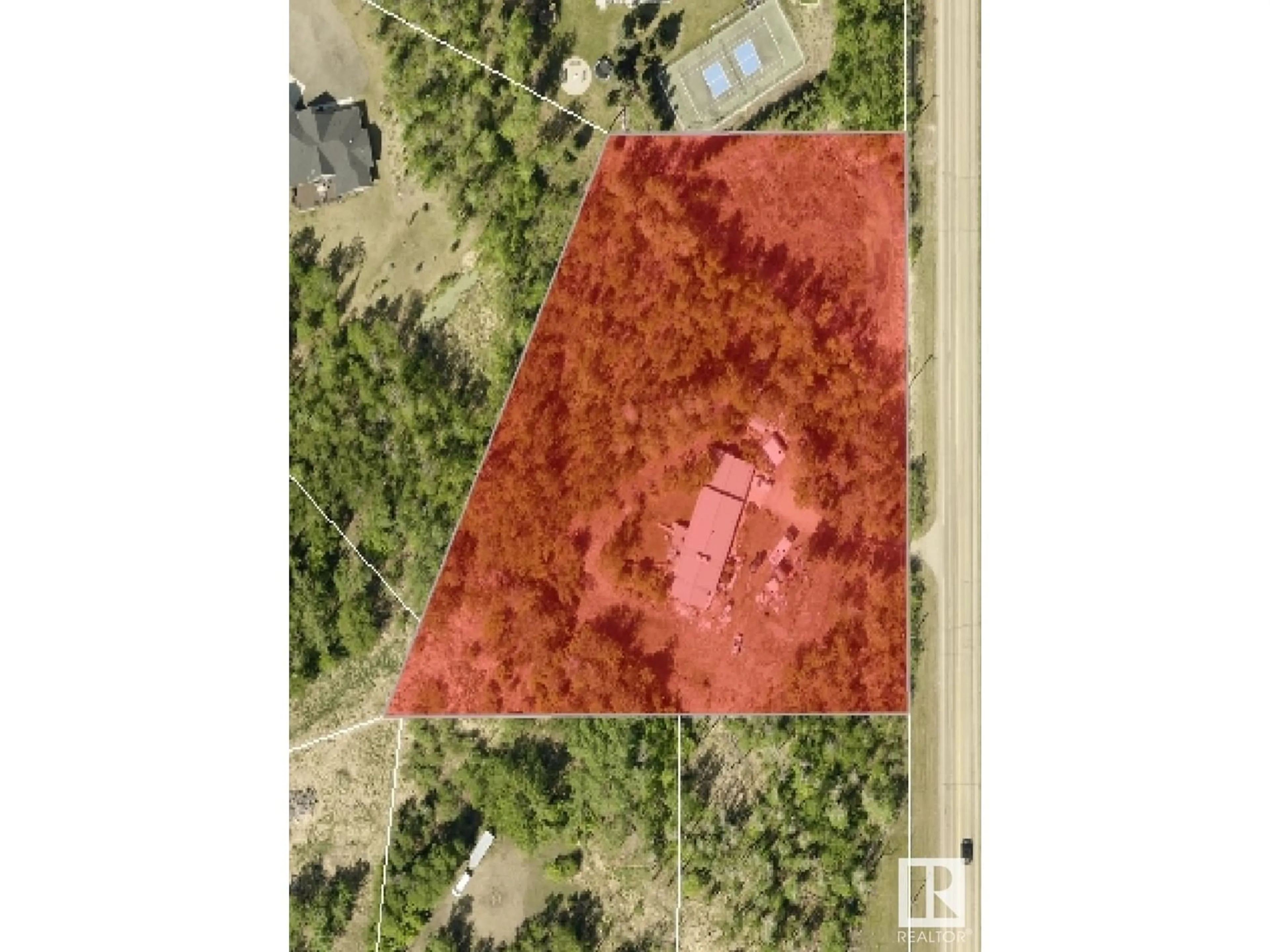 A pic from outside/outdoor area/front of a property/back of a property/a pic from drone, forest/trees view for 52258 RGE ROAD 232, Rural Strathcona County Alberta T8B1B8