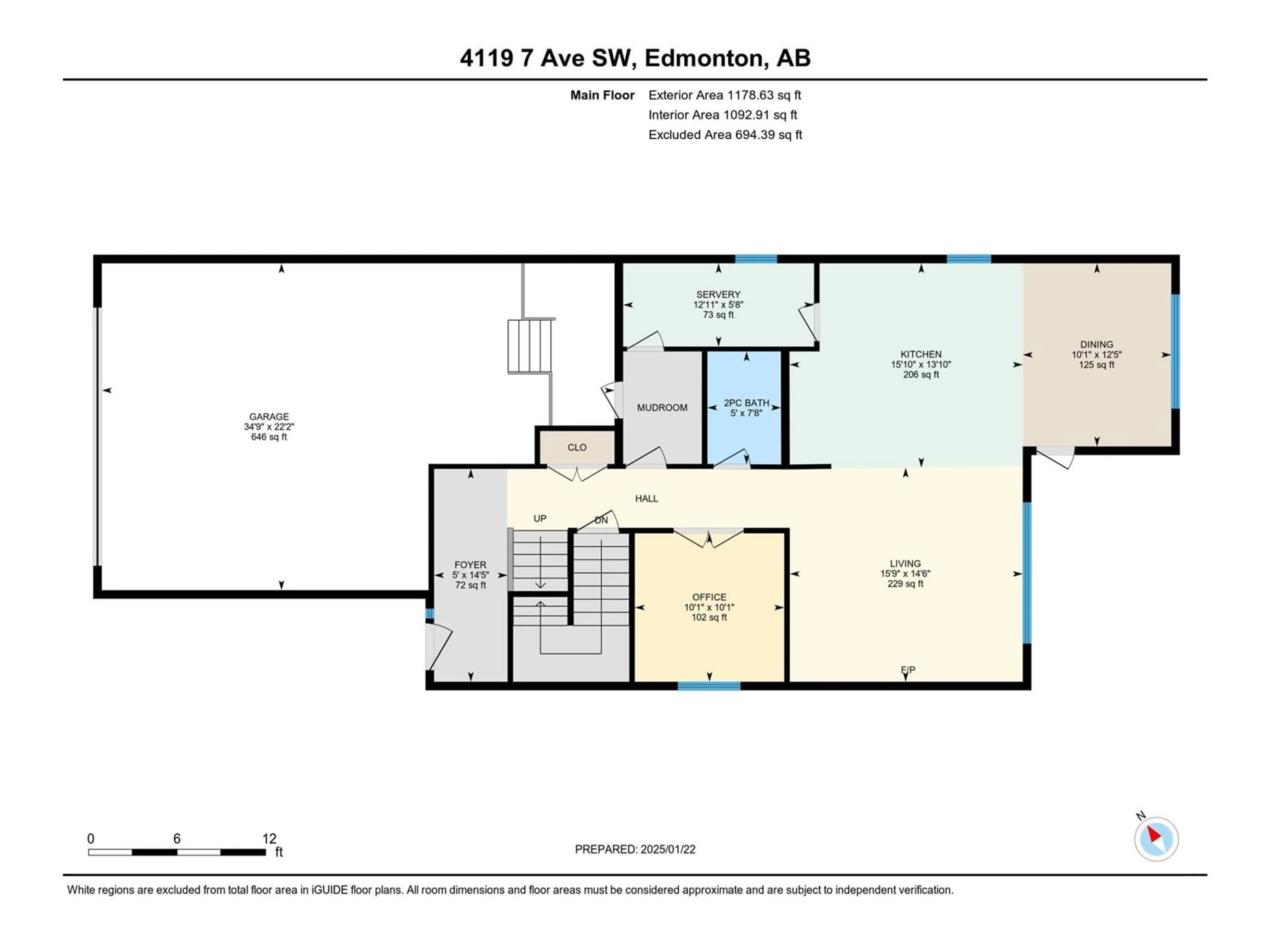 Floor plan for 4119 7 AV SW, Edmonton Alberta T6X2J2