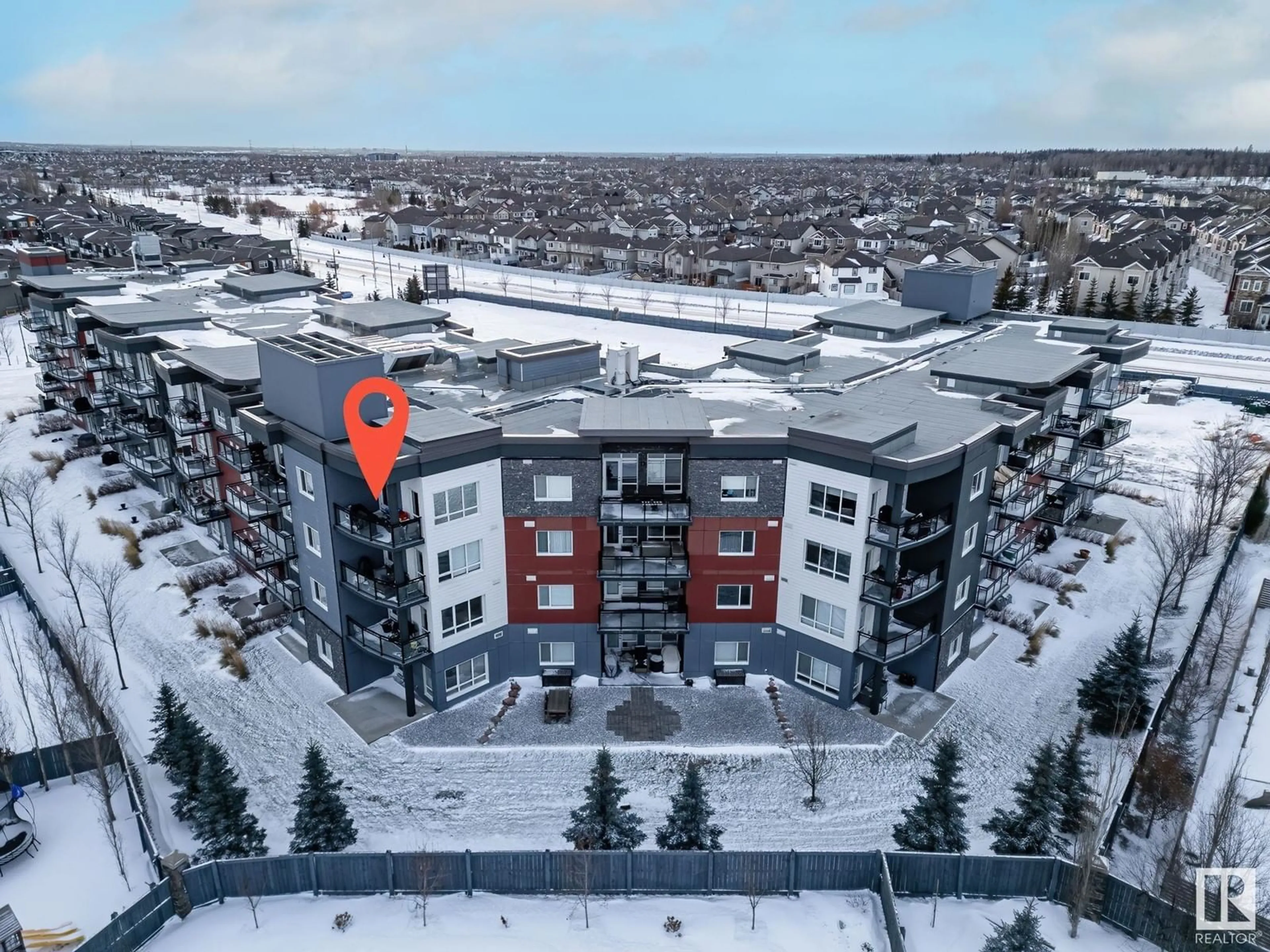 A pic from outside/outdoor area/front of a property/back of a property/a pic from drone, unknown for #410 7508 GETTY GATE GA NW, Edmonton Alberta T5T7E6