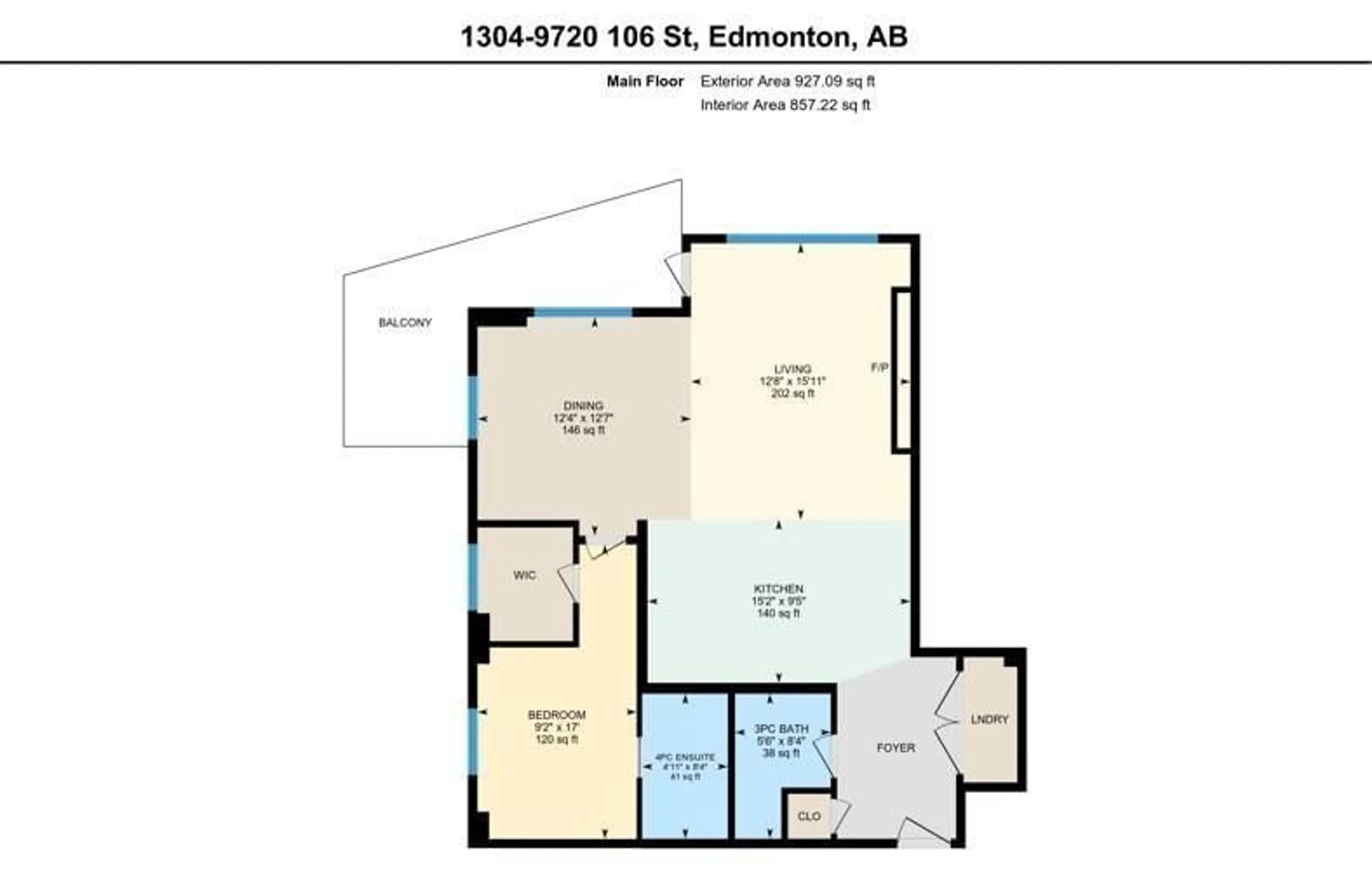 Floor plan for #1304 9720 106 ST NW, Edmonton Alberta T5K0K8