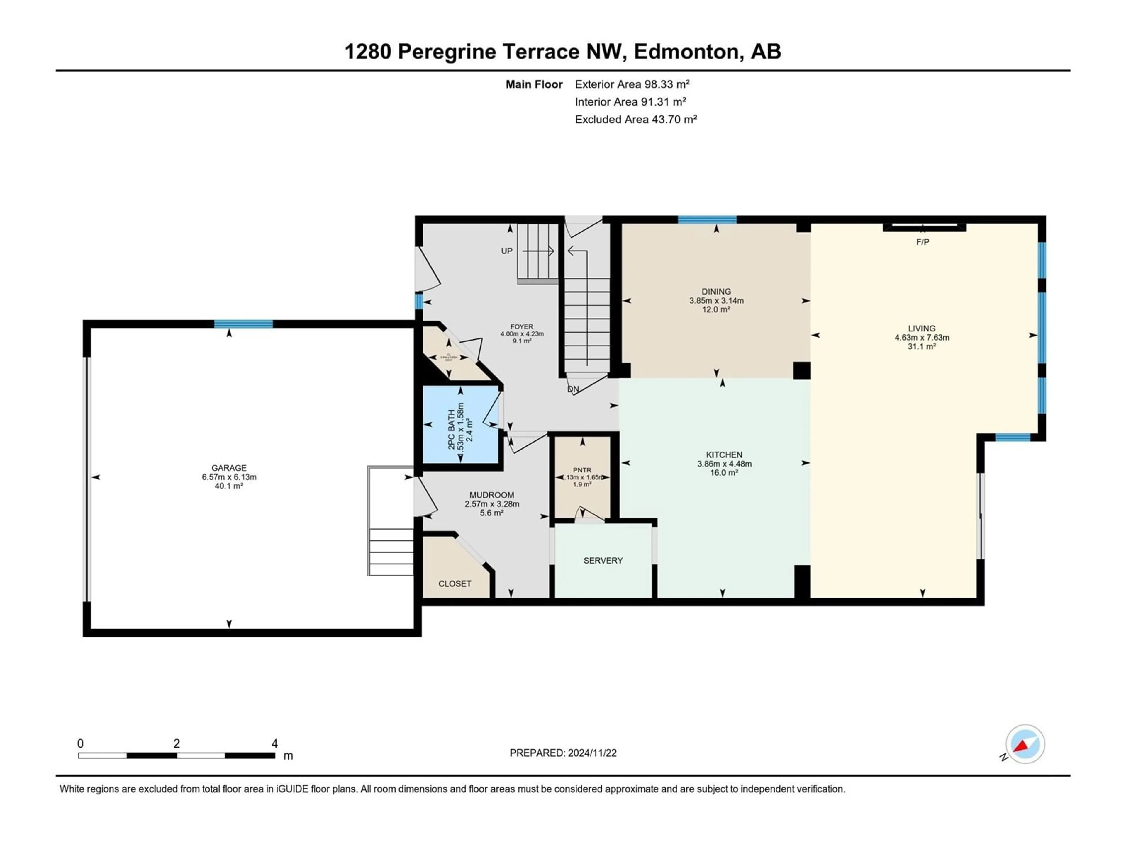 Floor plan for 1280 Peregrine TC NW, Edmonton Alberta T5S0M4