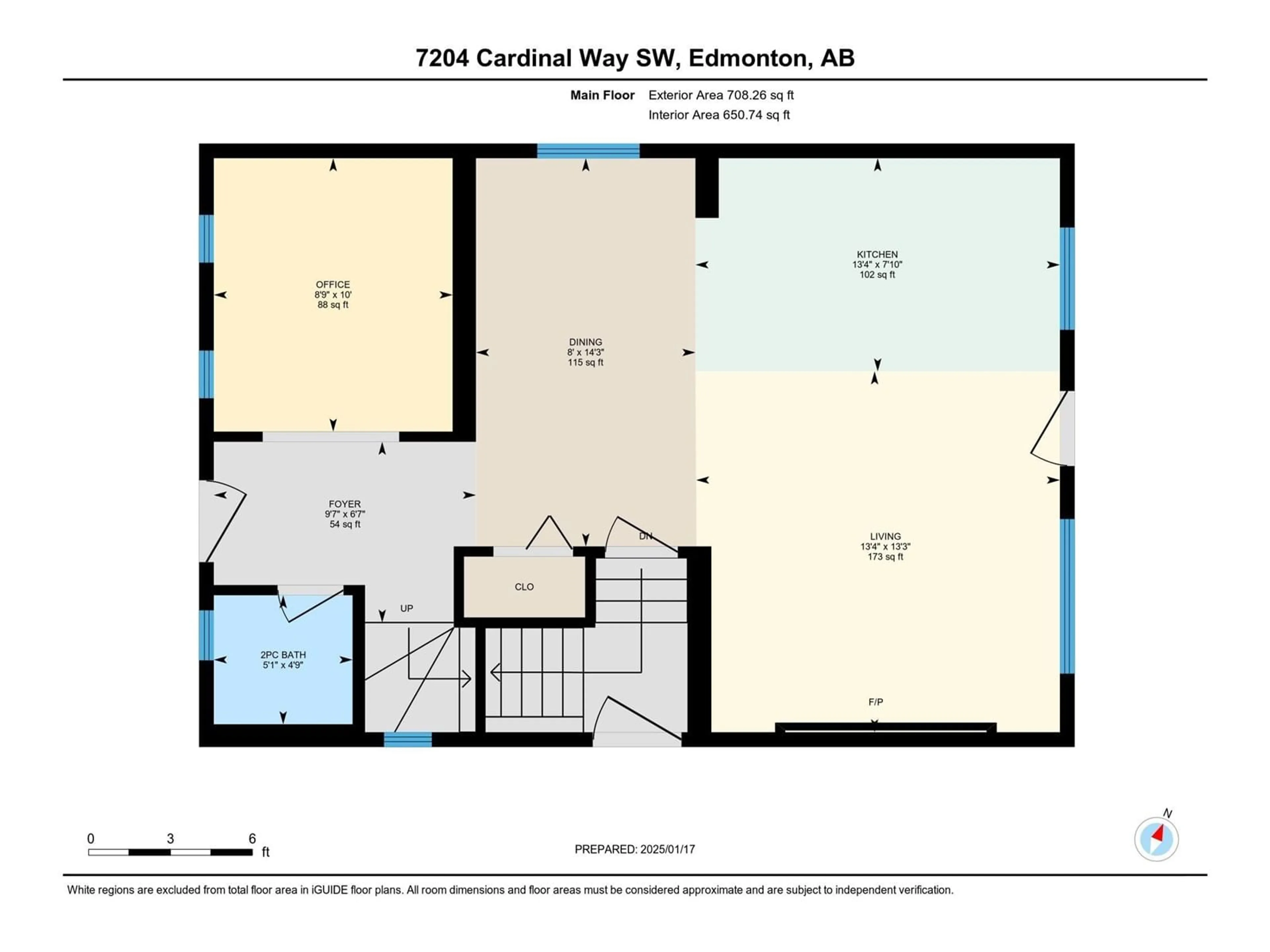 Floor plan for 7204 Cardinal WY SW, Edmonton Alberta T6W2Y5