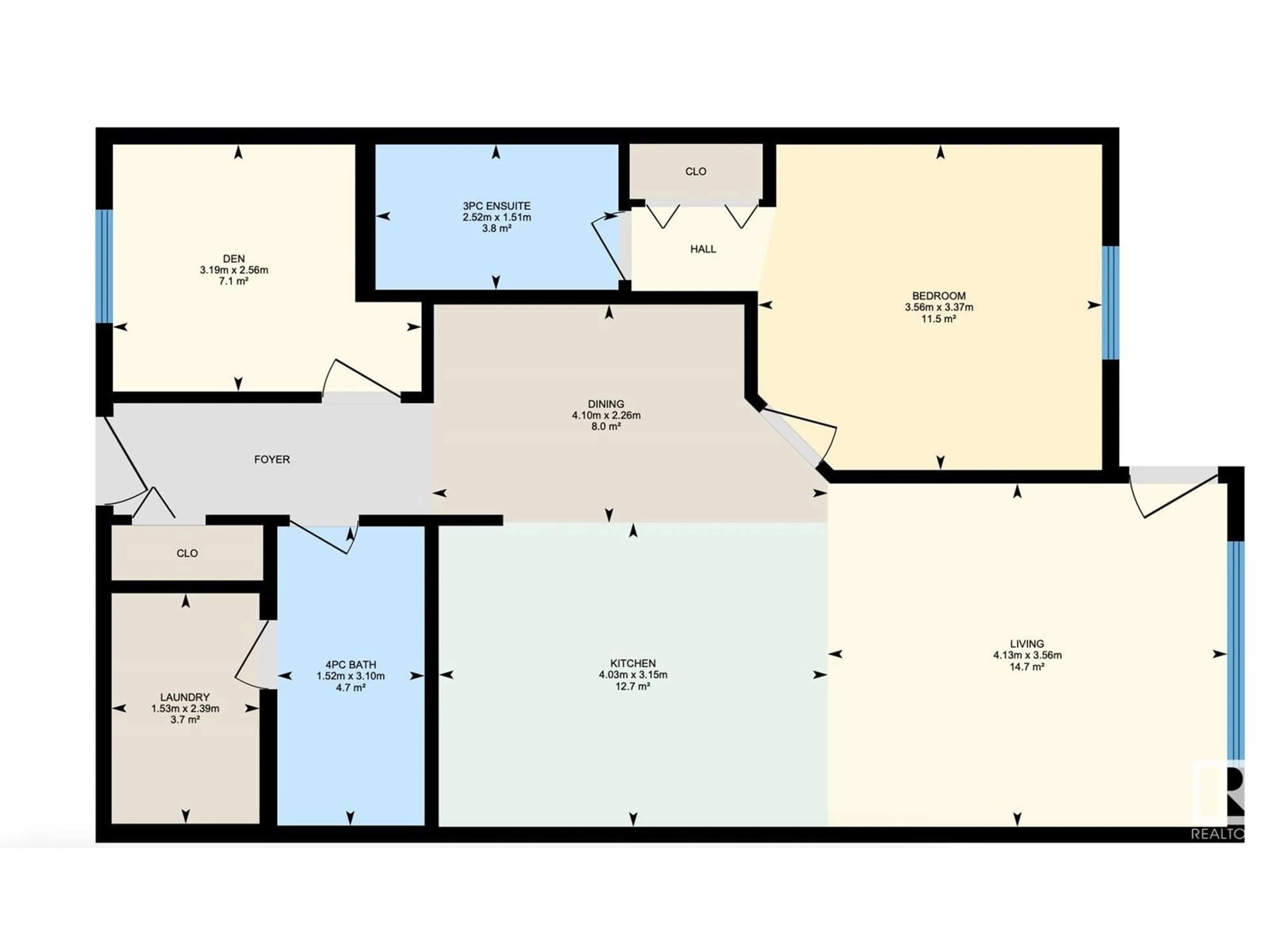 Floor plan for #409 10518 113 ST NW, Edmonton Alberta T5H0C6