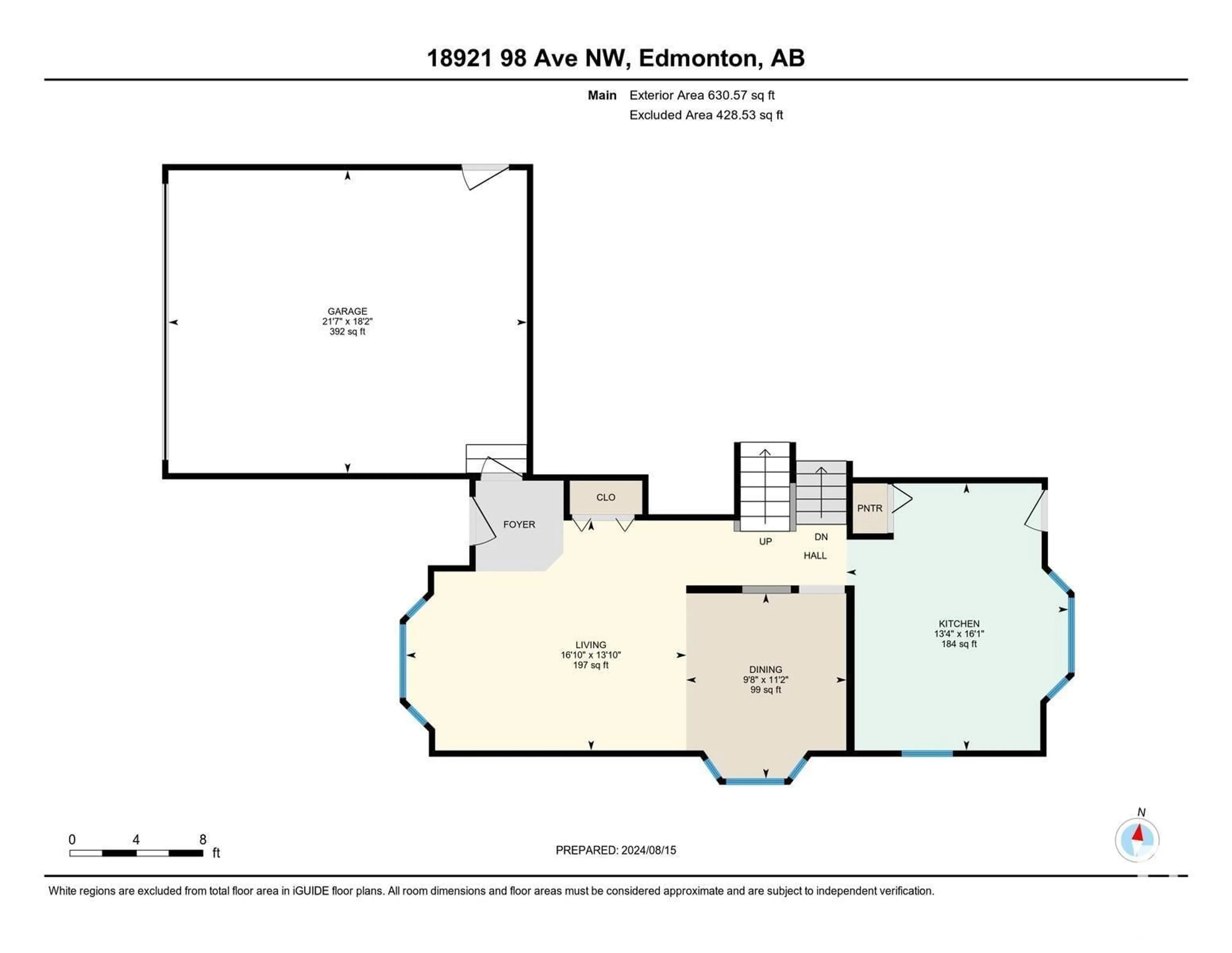 Floor plan for 18921 98 AV NW, Edmonton Alberta T5T5K3