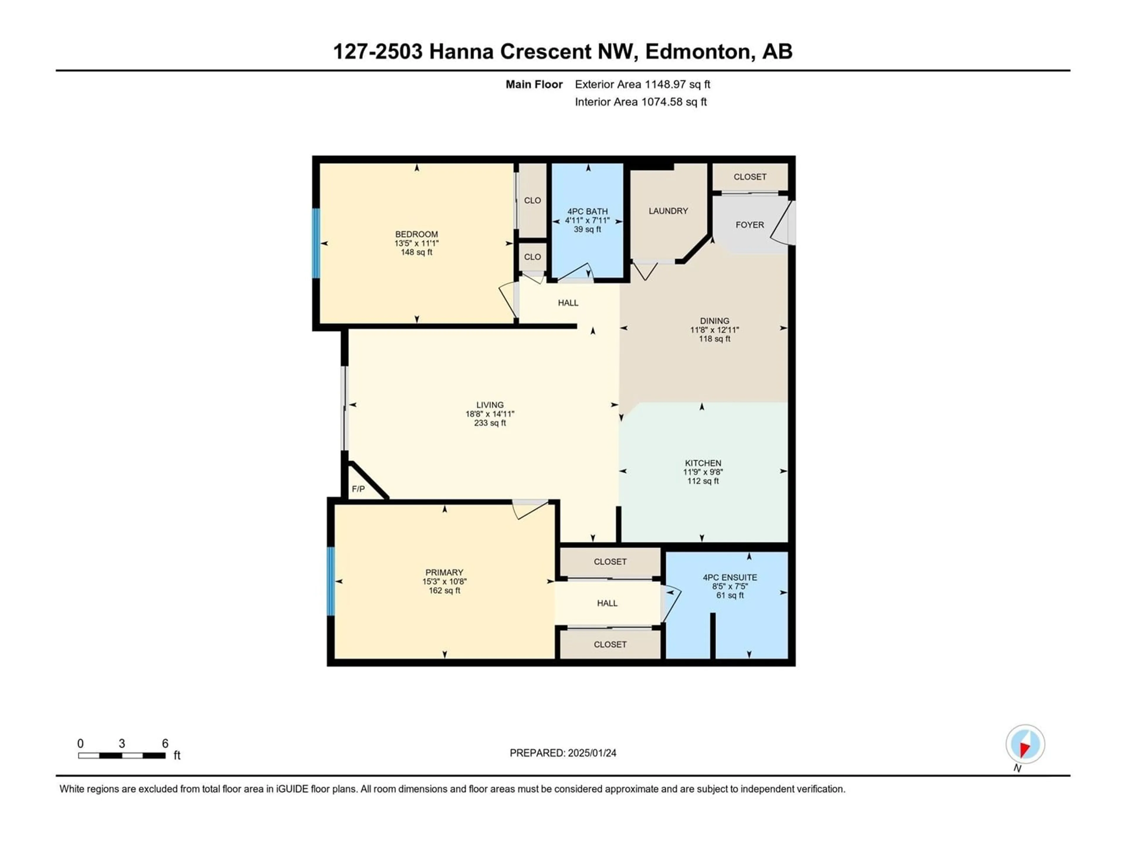 Floor plan for #127 2503 HANNA CR NW, Edmonton Alberta T6R0H1