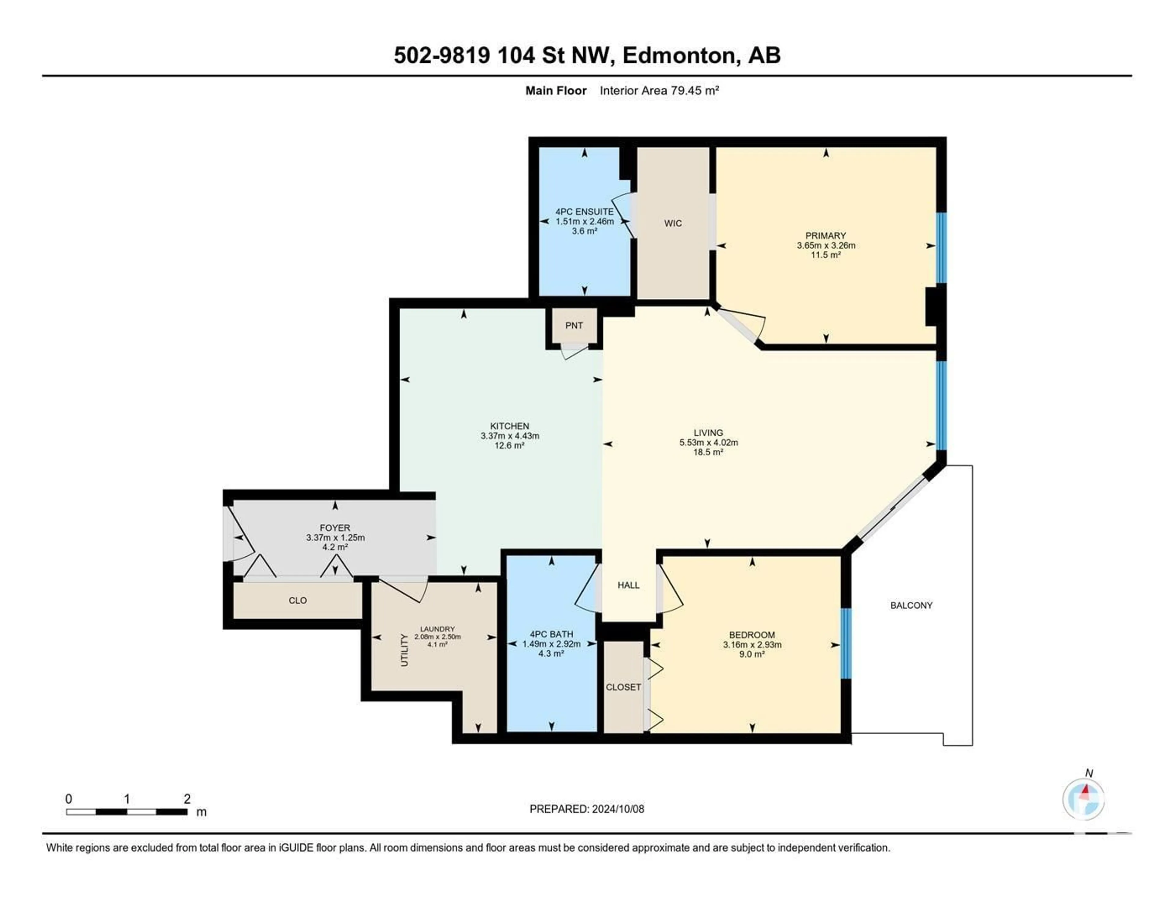 Floor plan for #502 9819 104 ST NW, Edmonton Alberta T5K0Y8