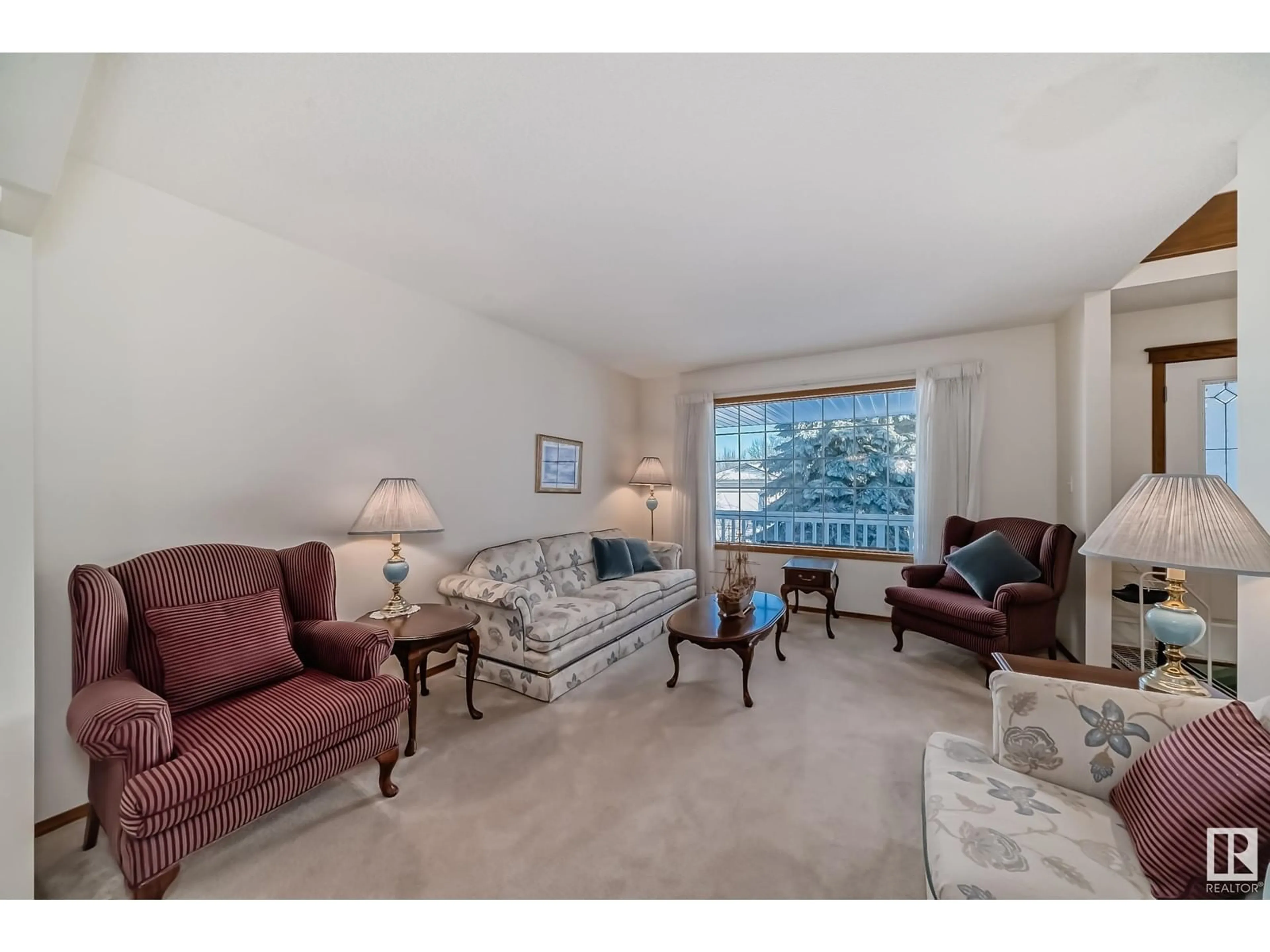 Living room with furniture, carpet floor for 105 RIDGEMONT CR, Sherwood Park Alberta T8A5N4