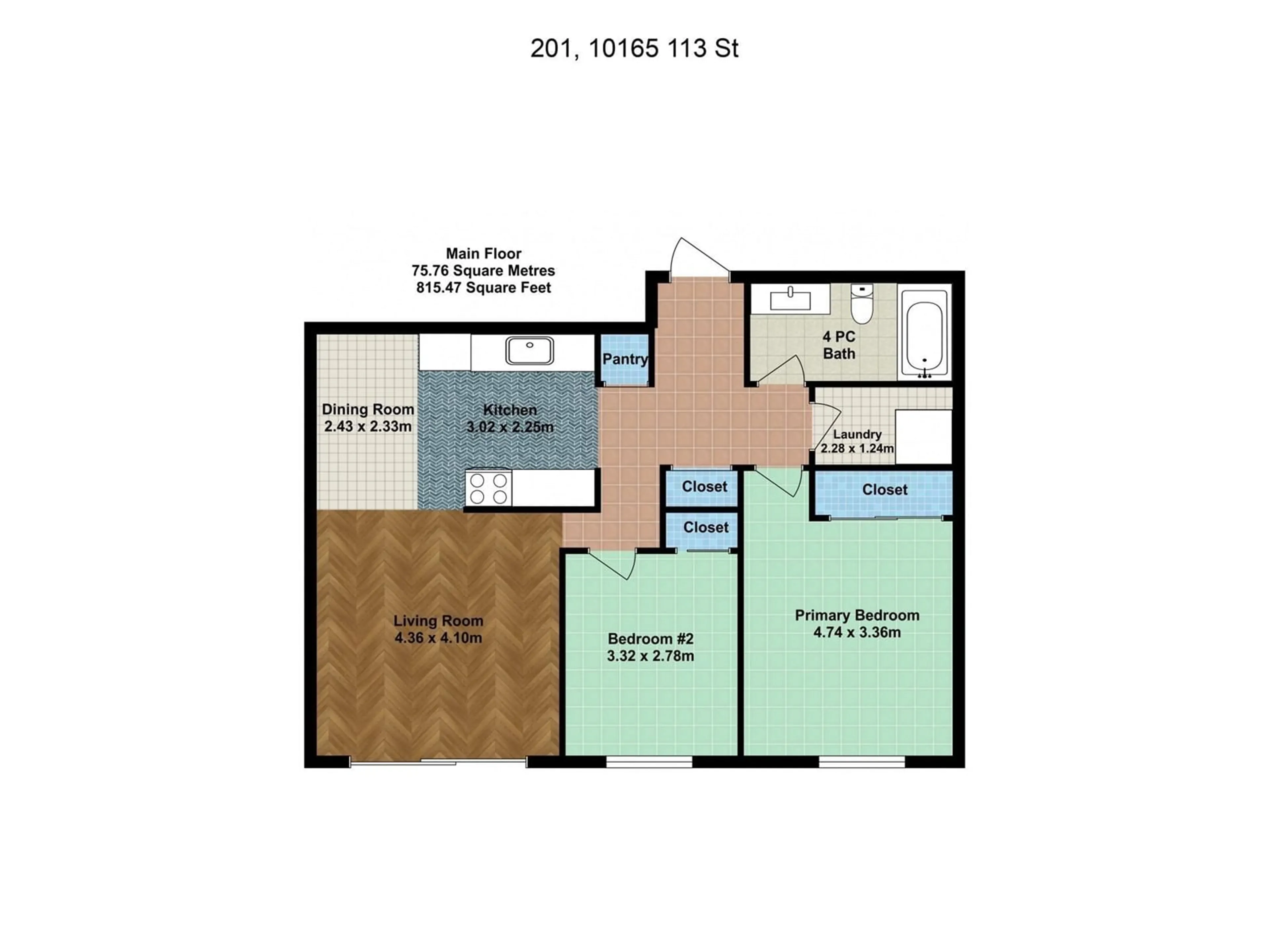 Floor plan for #201 10165 113 ST NW, Edmonton Alberta T5K1P1