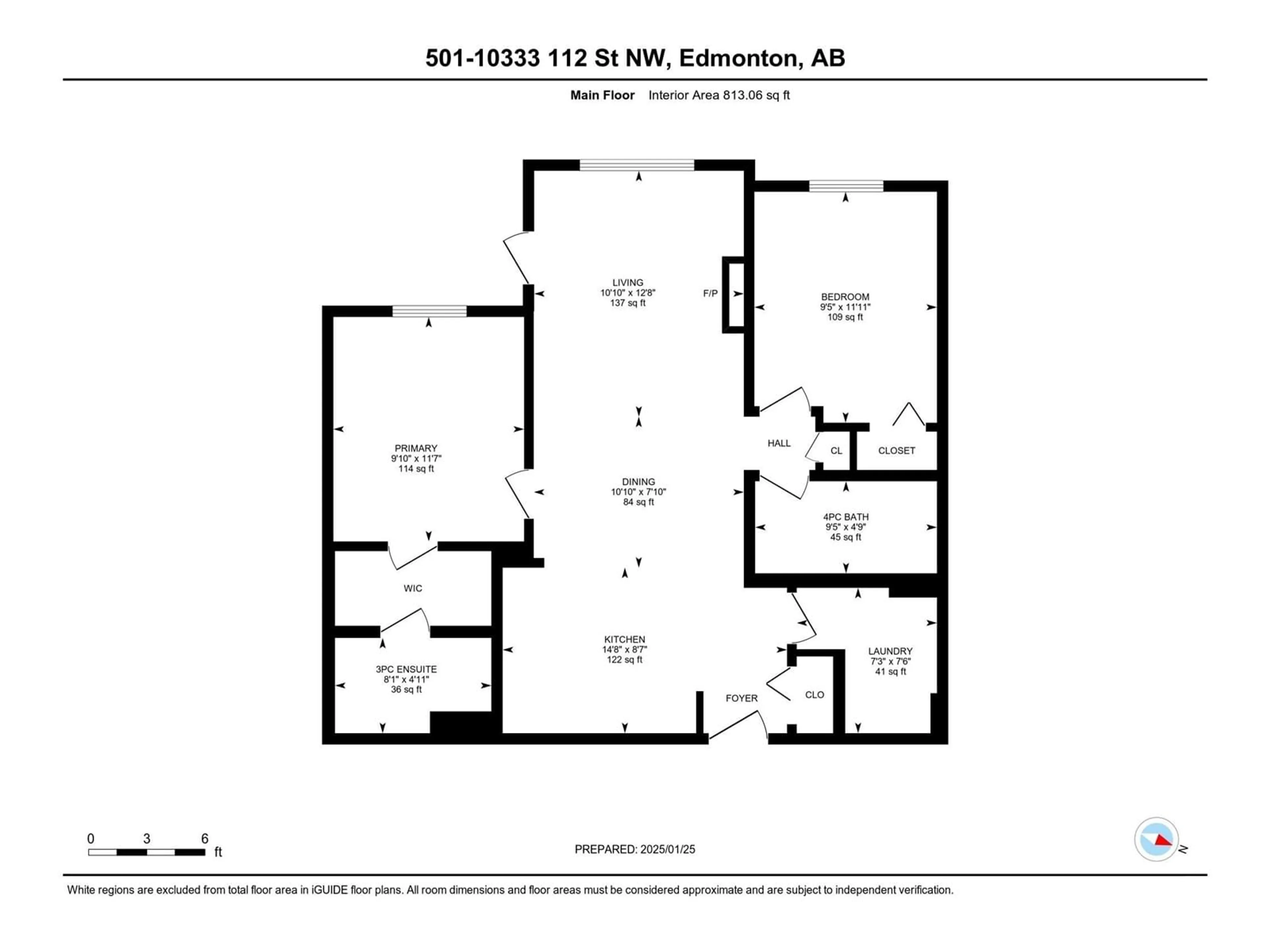 Floor plan for #501 10333 112 ST NW, Edmonton Alberta T5K0B4