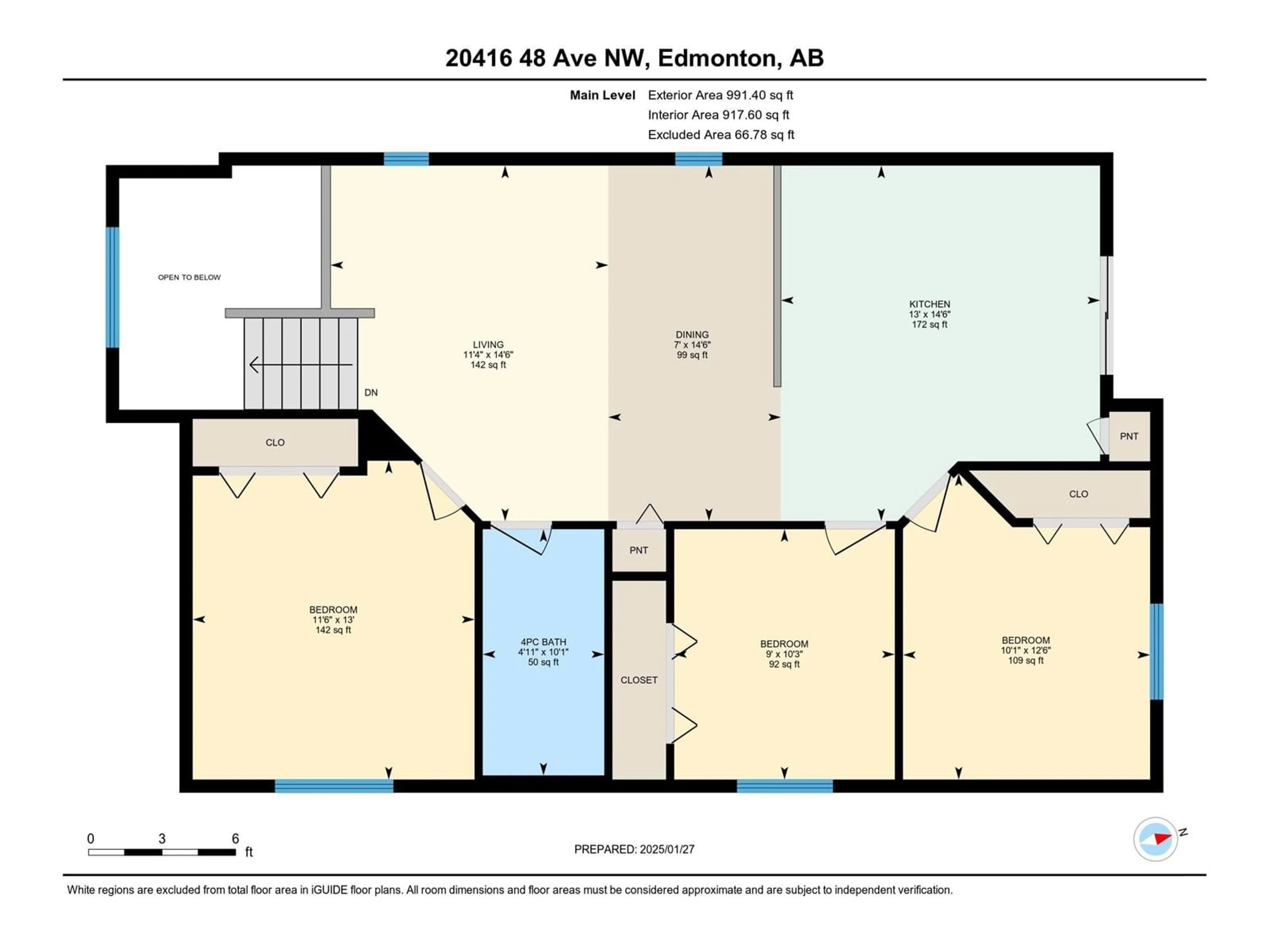 Floor plan for 20416 48 AV NW, Edmonton Alberta T6M0C1