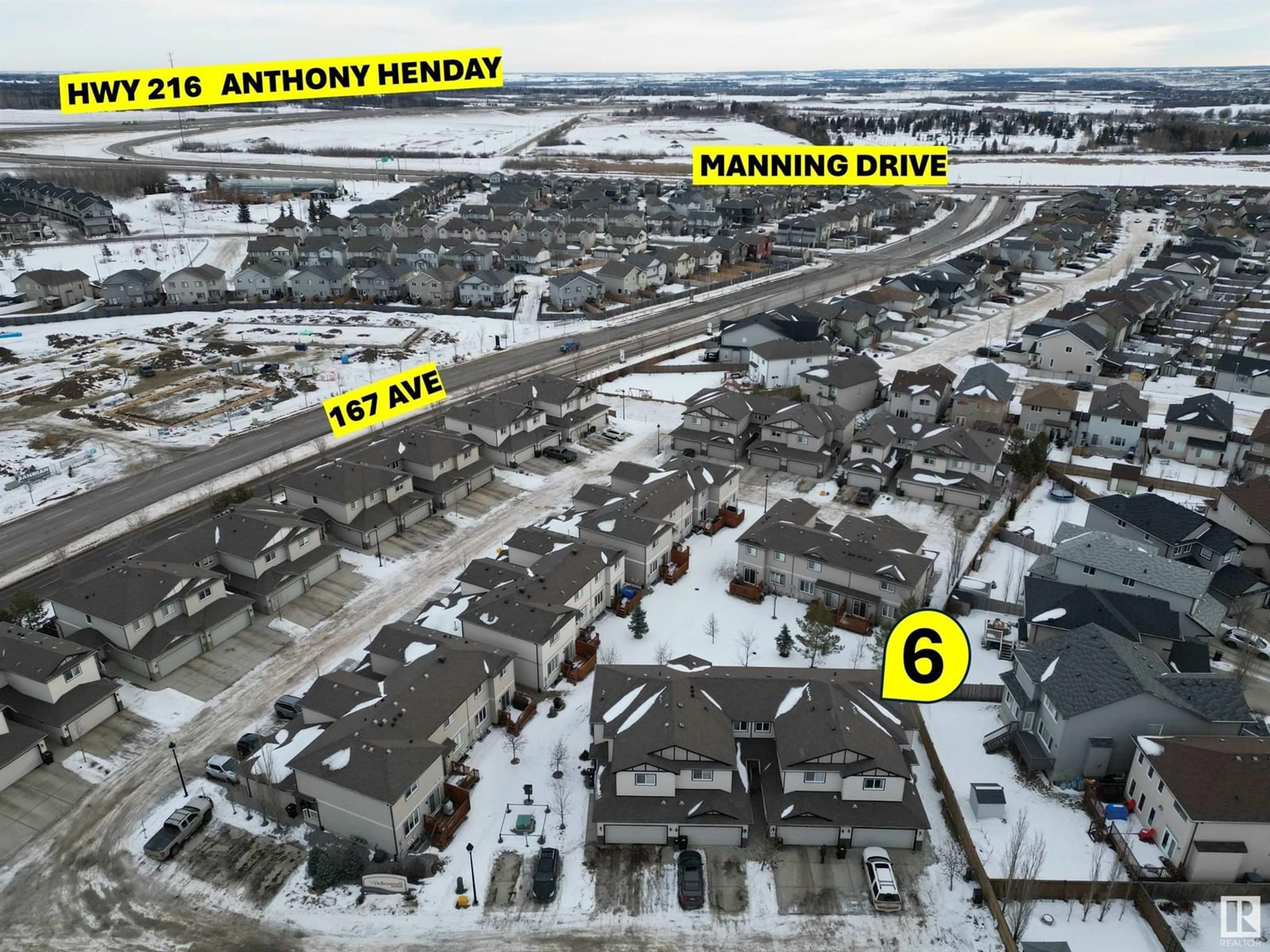 A pic from outside/outdoor area/front of a property/back of a property/a pic from drone, street for #6 445 BRINTNELL BV NW, Edmonton Alberta T5Y0V5