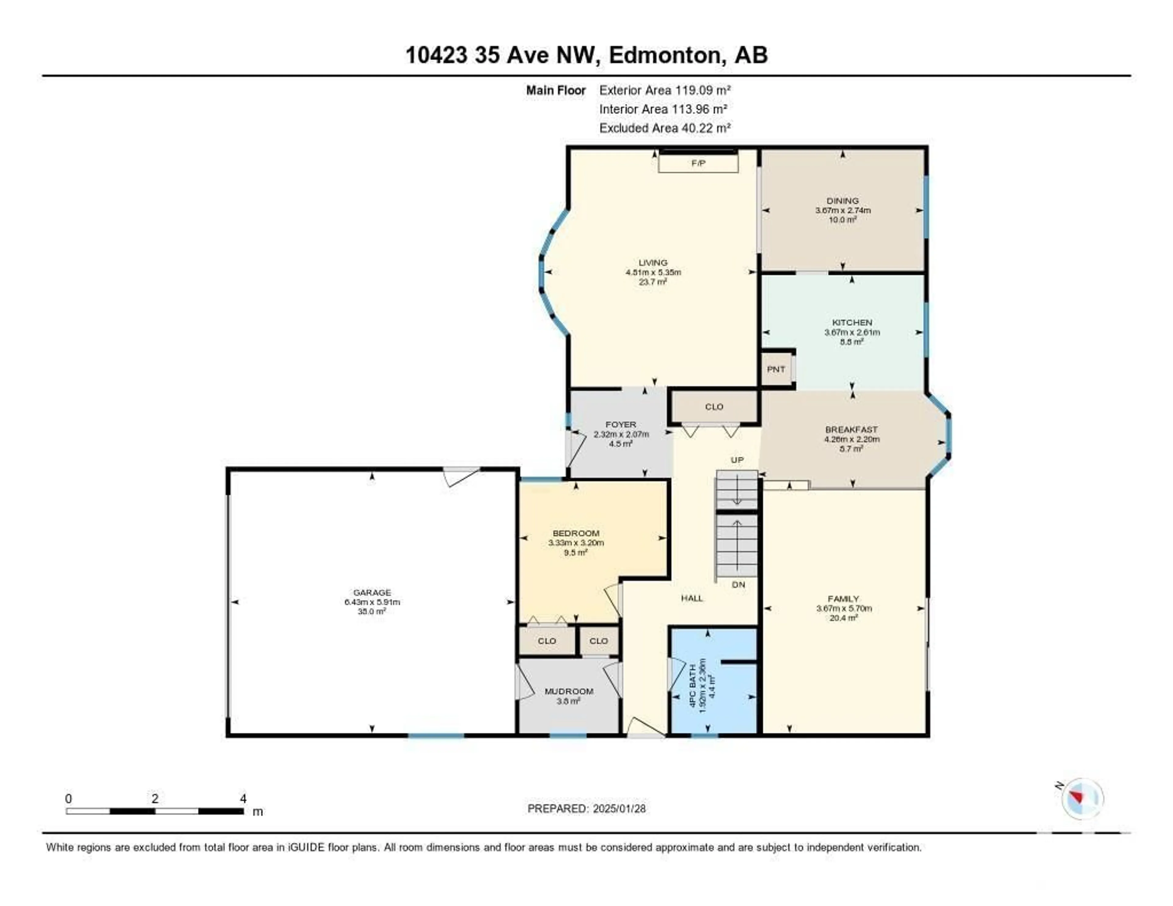 Floor plan for 10423 35 AV NW, Edmonton Alberta T6J2M8