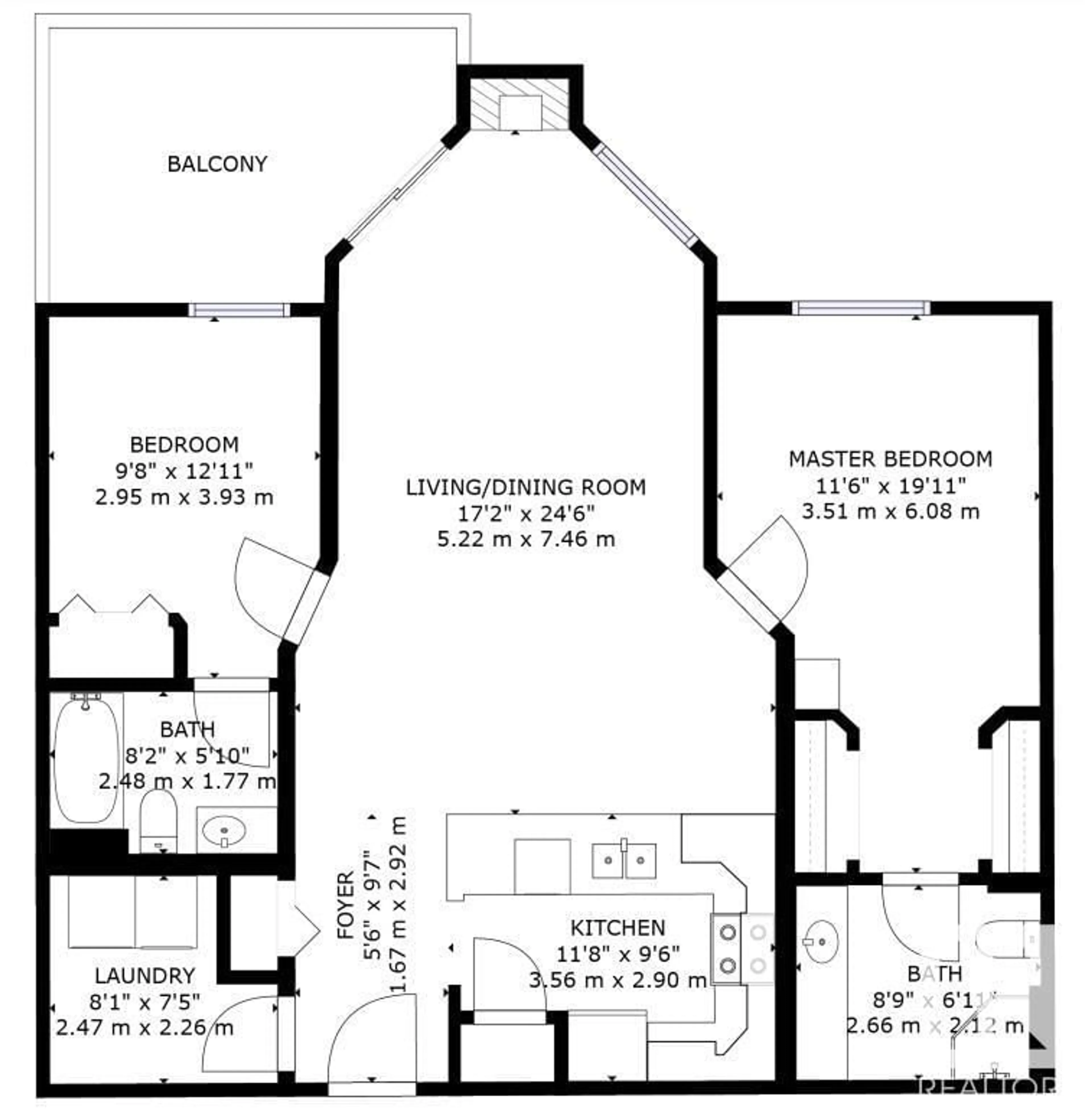 Floor plan for #206 7839 96 ST NW, Edmonton Alberta T6C4R4