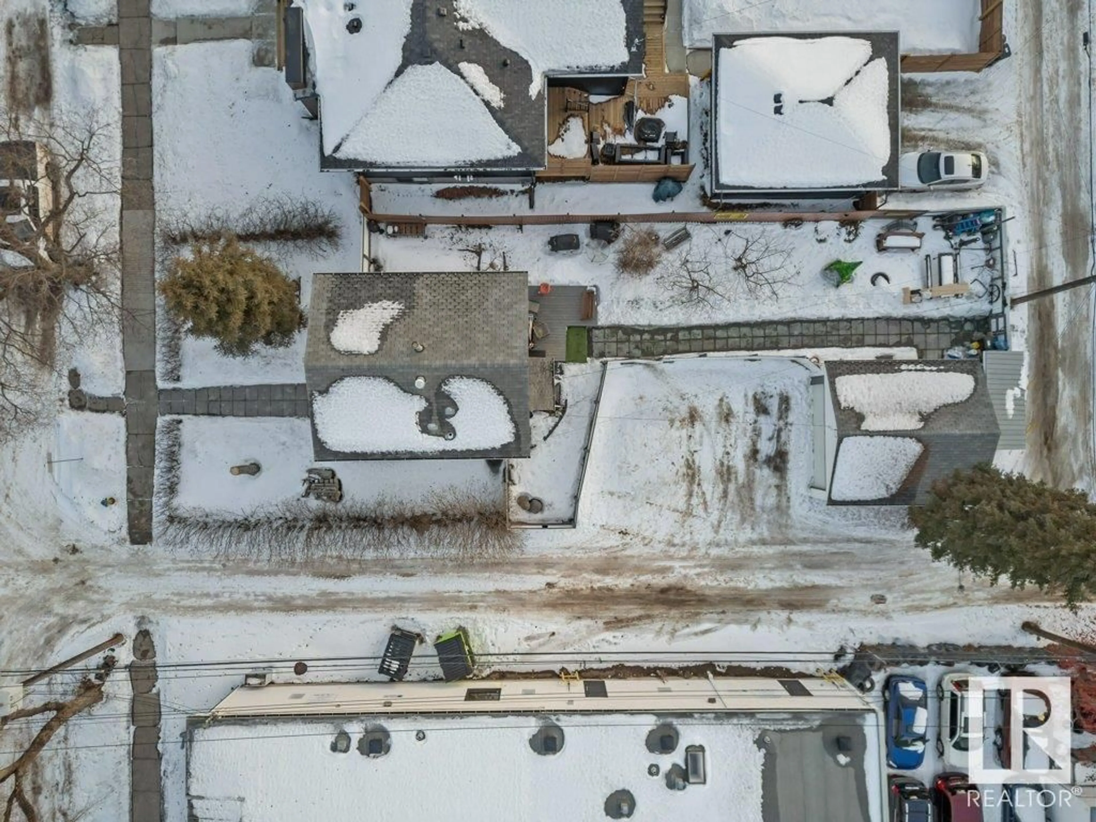 A pic from outside/outdoor area/front of a property/back of a property/a pic from drone, street for 9948 78 ST NW, Edmonton Alberta T6A3C9