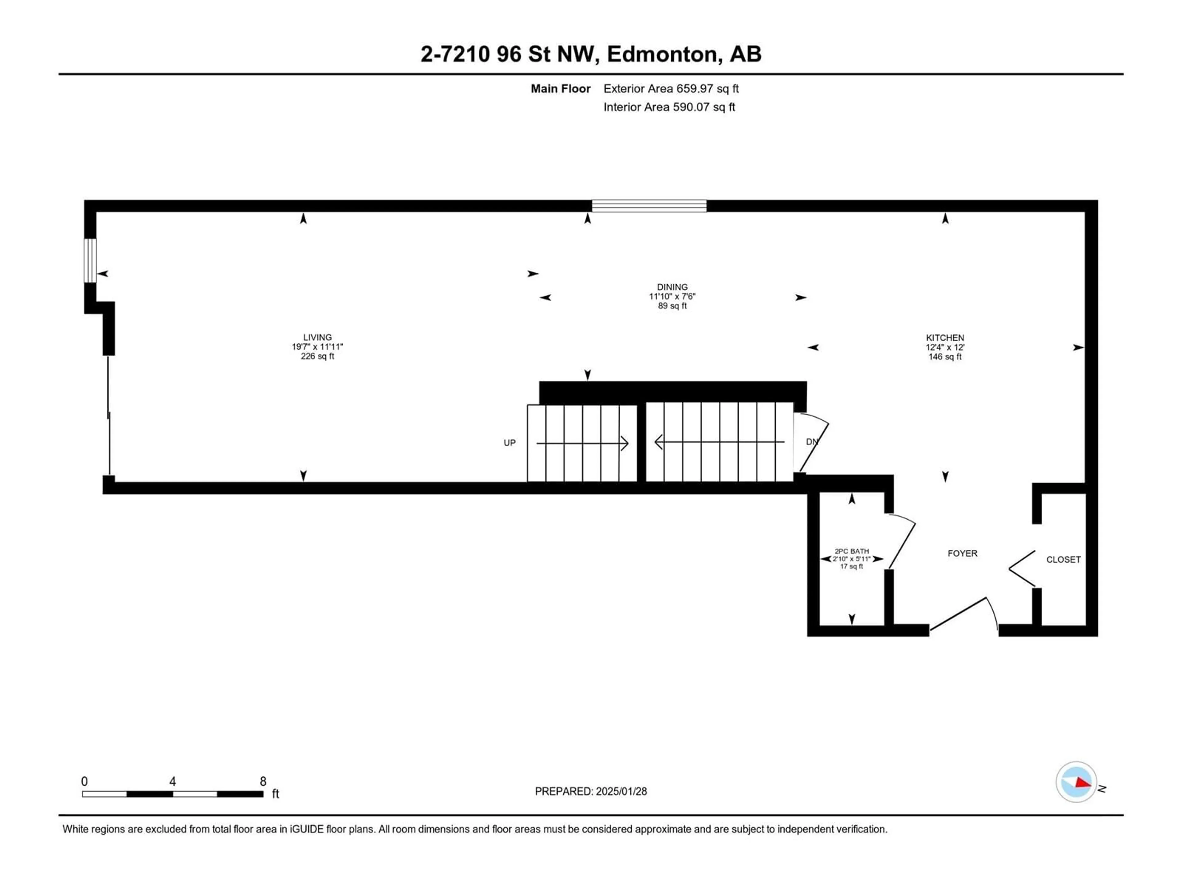 Floor plan for #2 - 7210 96 ST, Edmonton Alberta T6E1B3