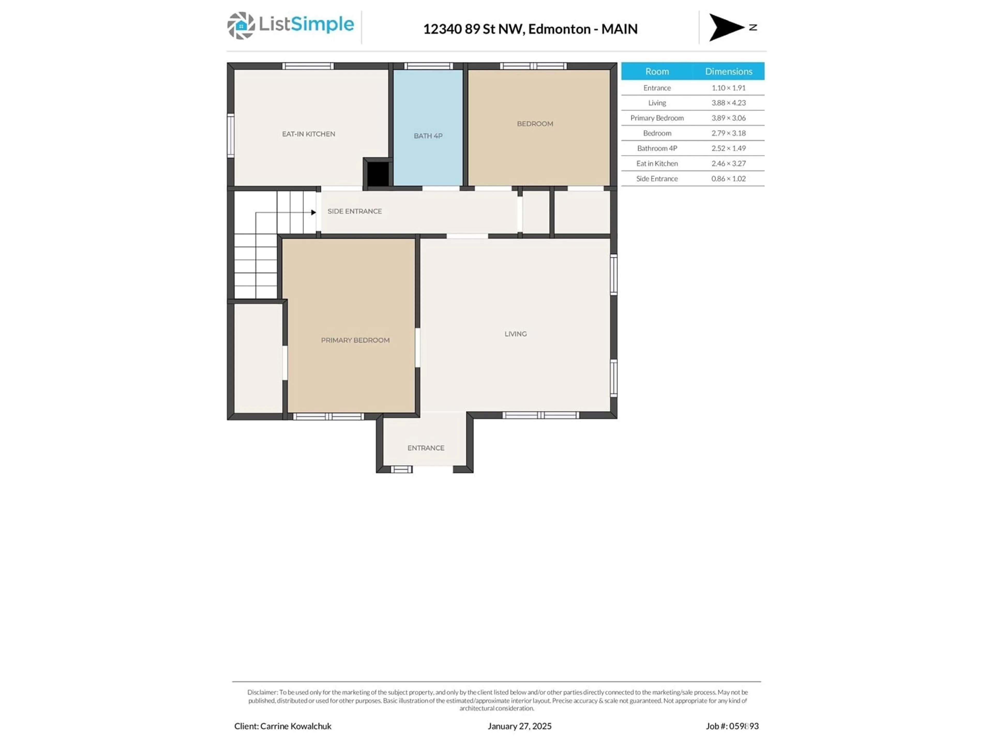 Floor plan for 12340 89 ST NW, Edmonton Alberta T5B3W7