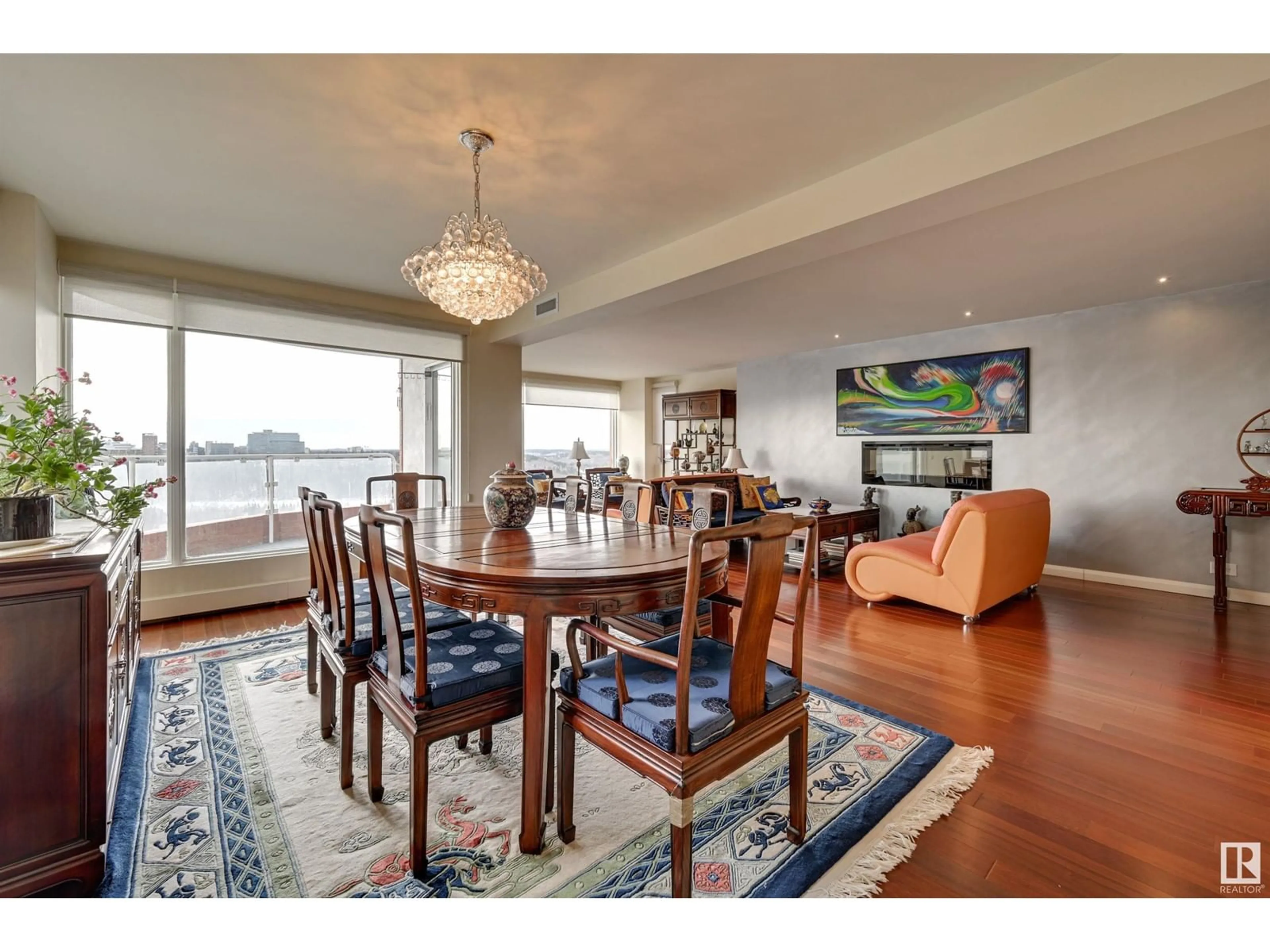 Dining room, wood/laminate floor for #1201 10010 119 ST NW, Edmonton Alberta T5K1Y8